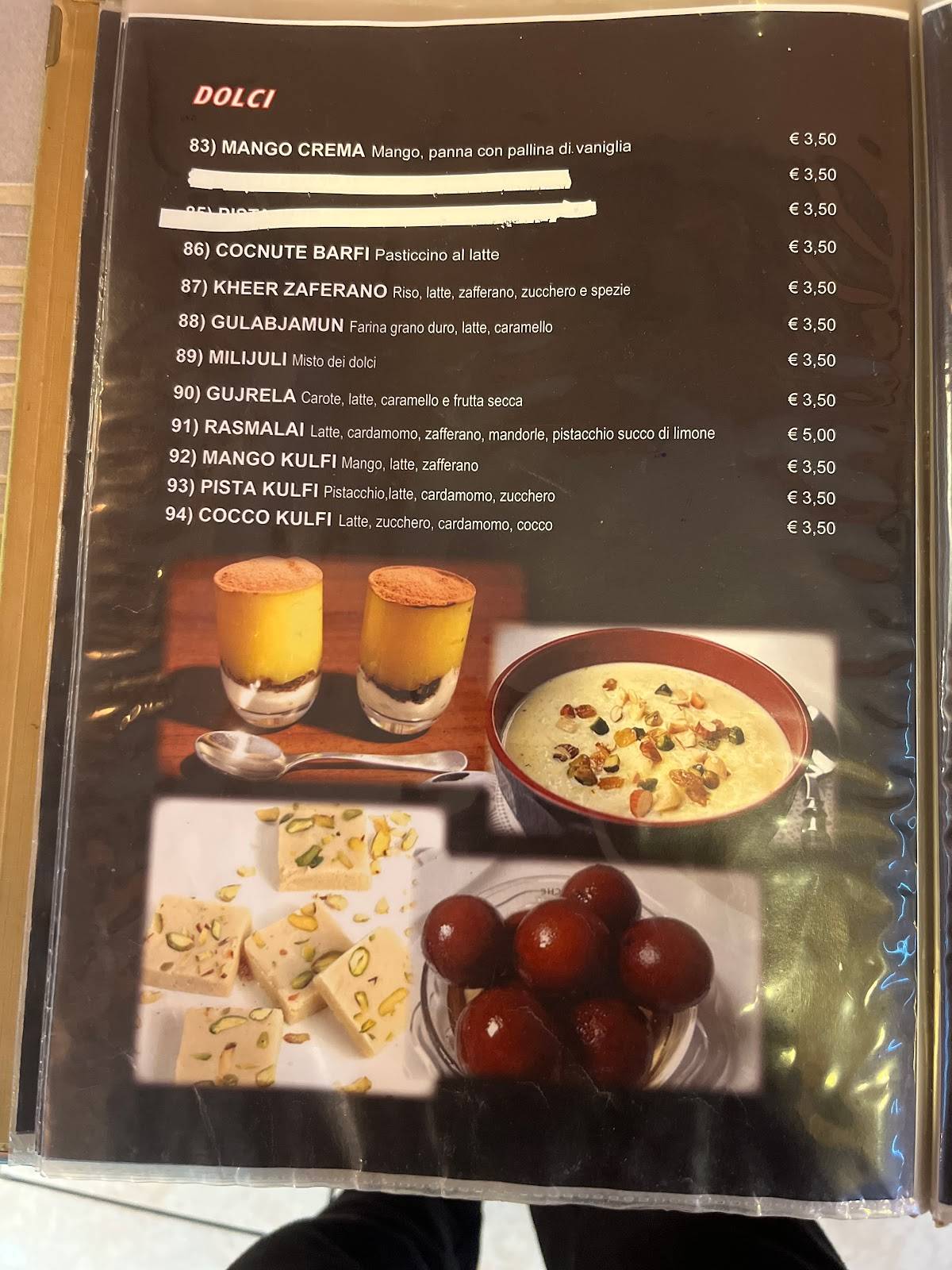 Menu di Ristorante Indiano 