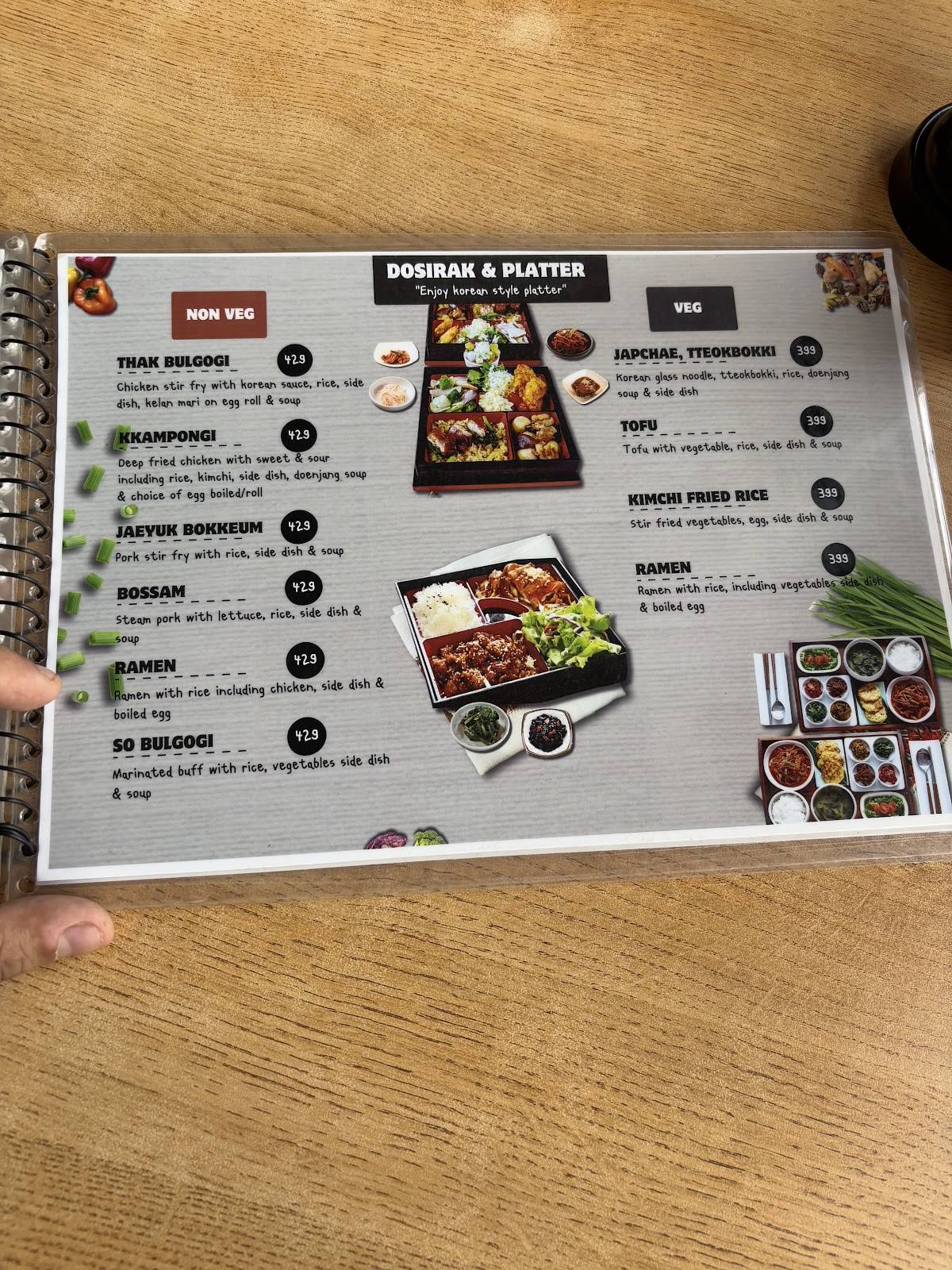 Gangnam korean restaurant menu