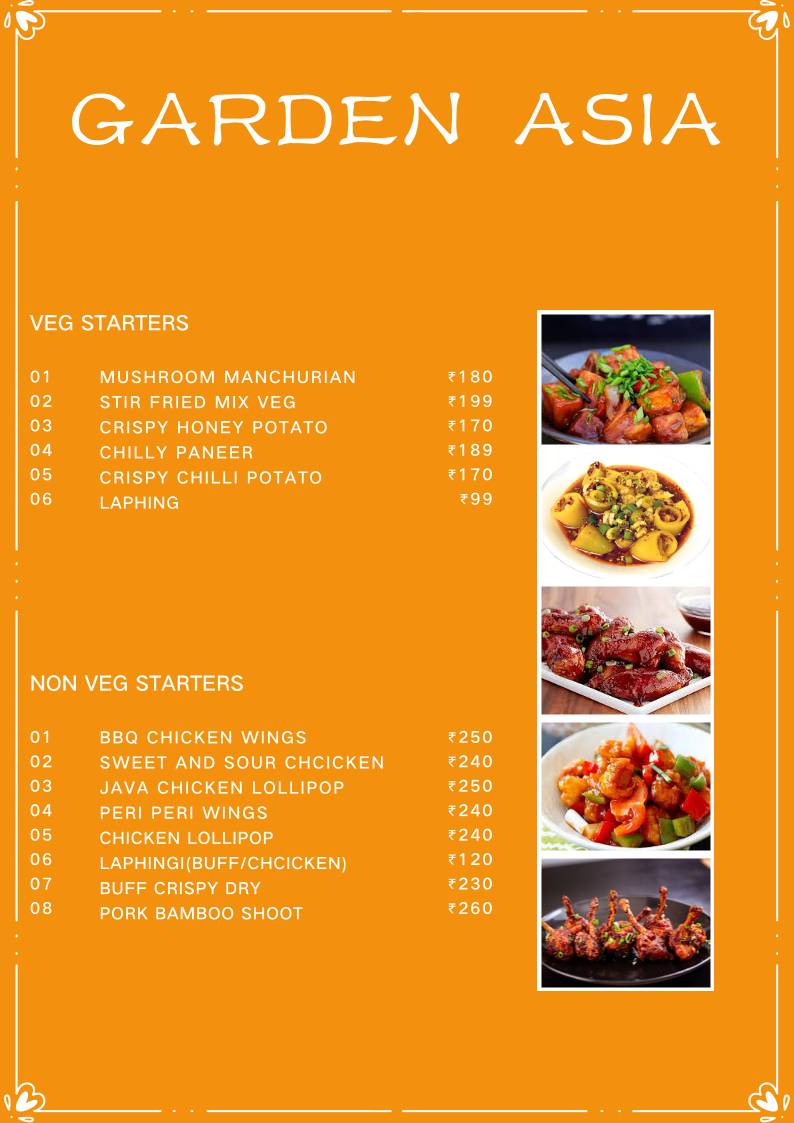 Garden Asia Restaurant menu