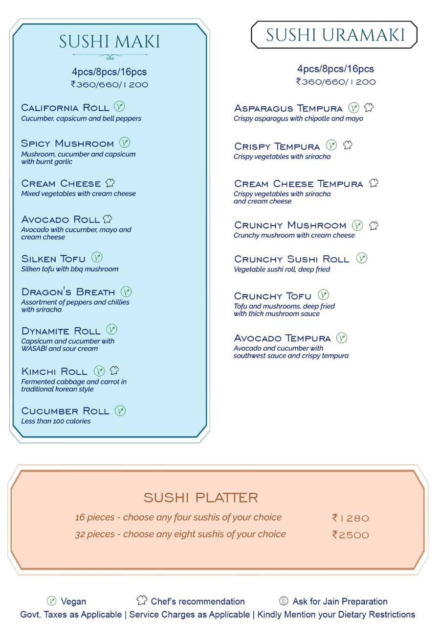 Gazebo by The Sushi Company, Jaipur menu
