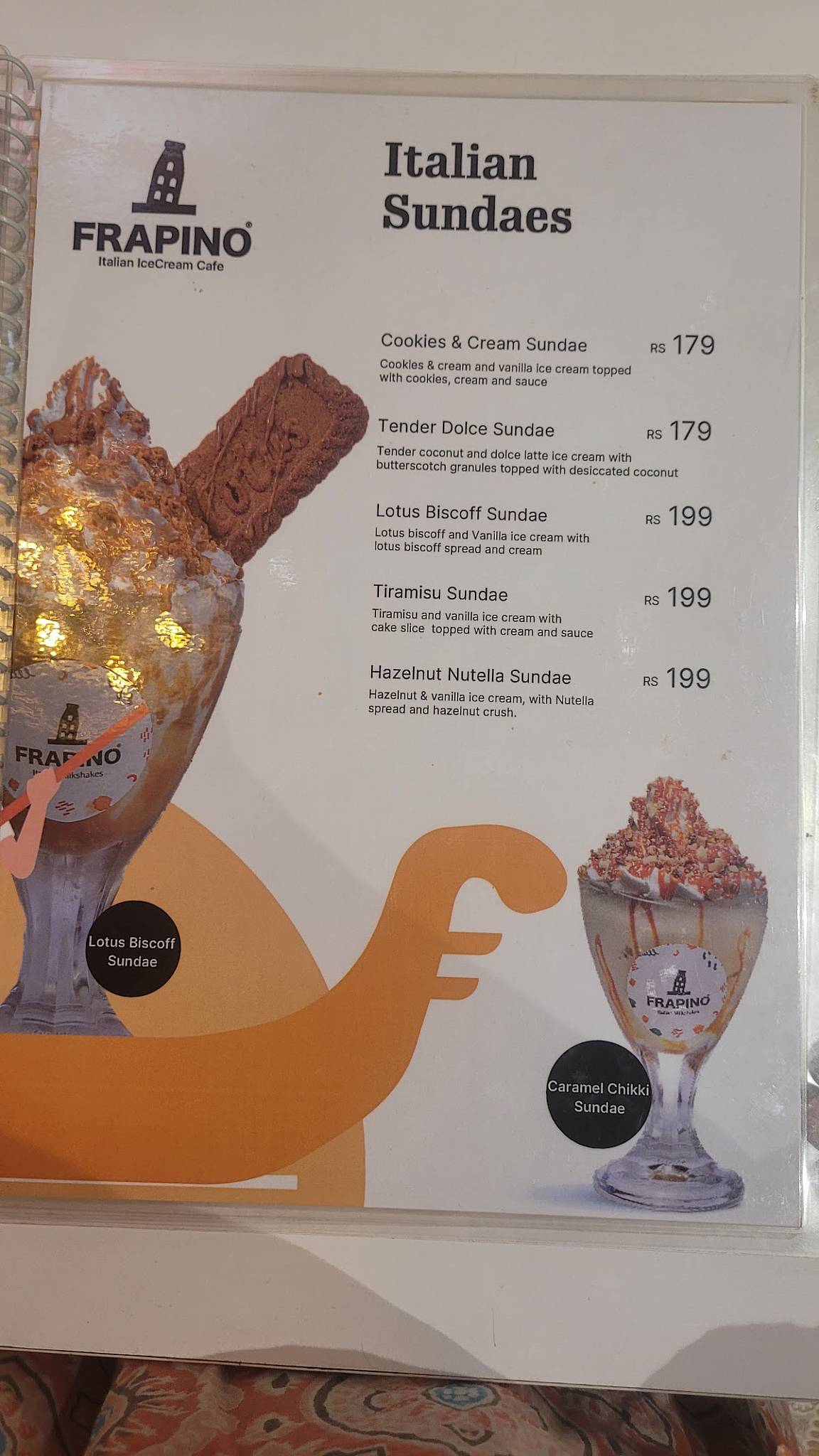 Gelato Cafe menu