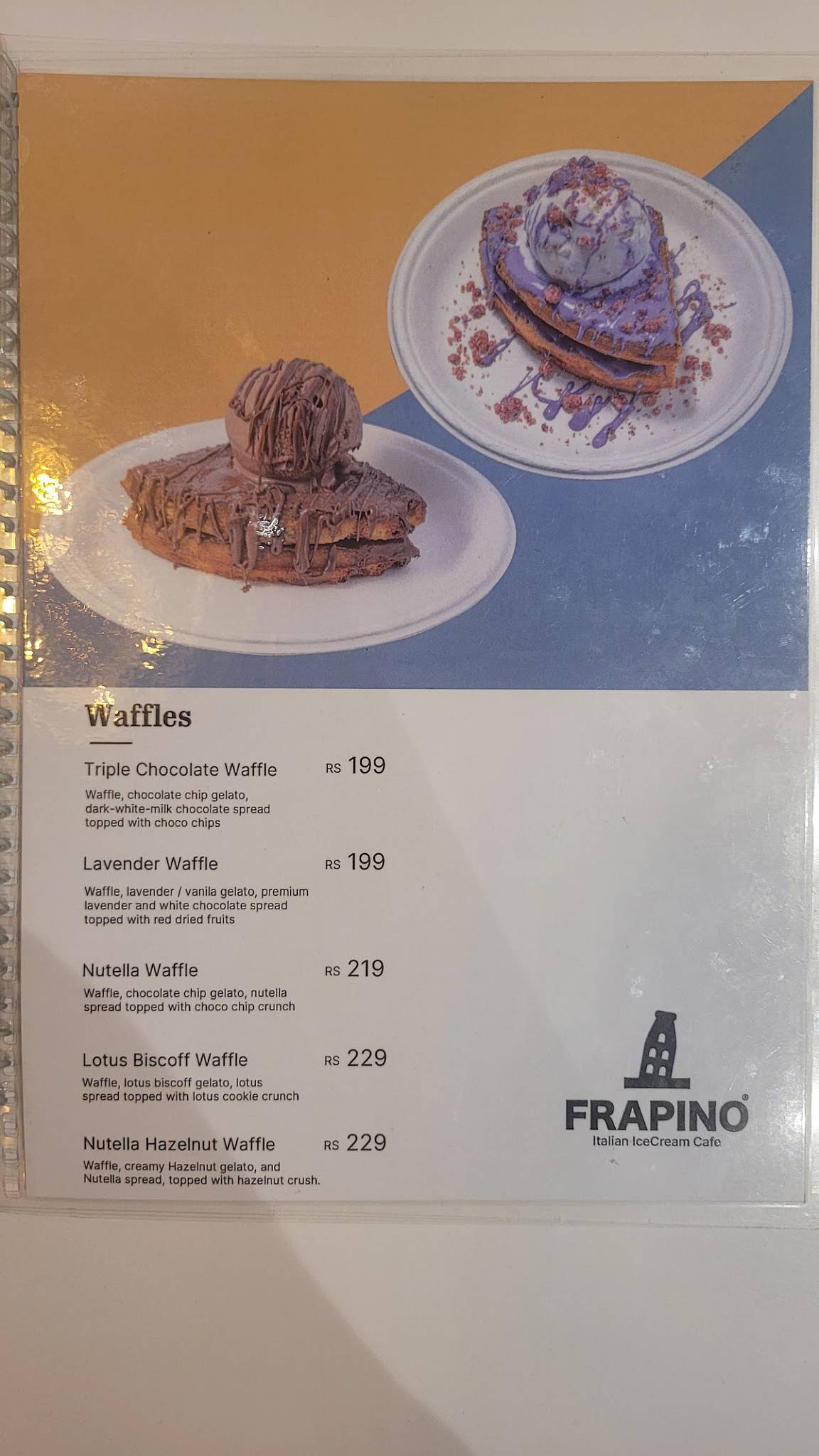 Gelato Cafe menu