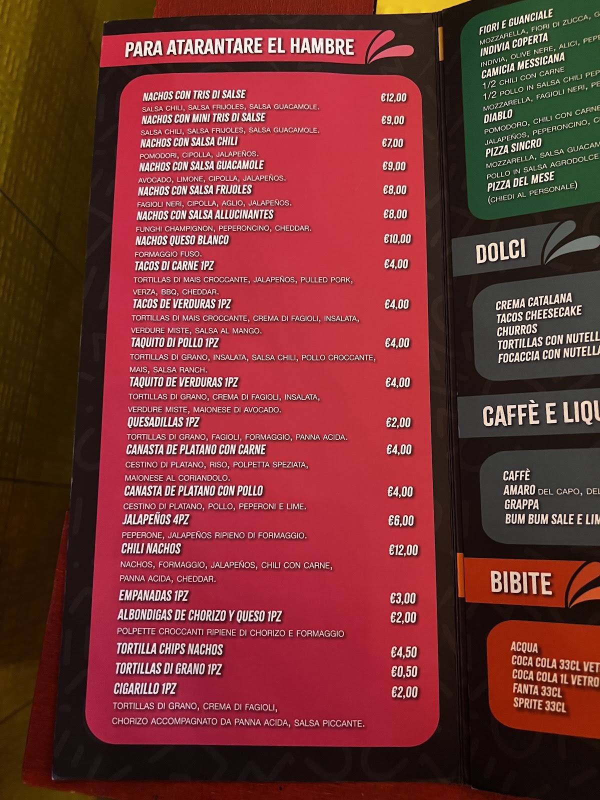 Menu di El Mosquito 