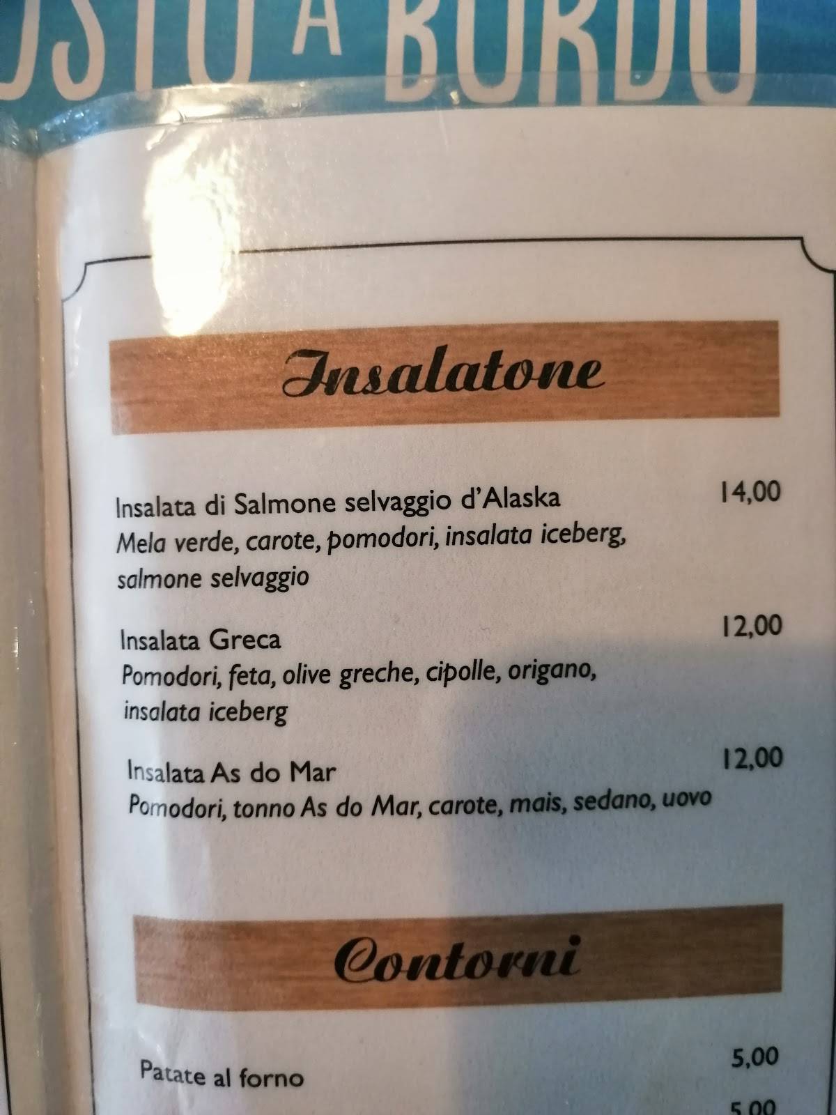 Menu di Gusto a bordo 
