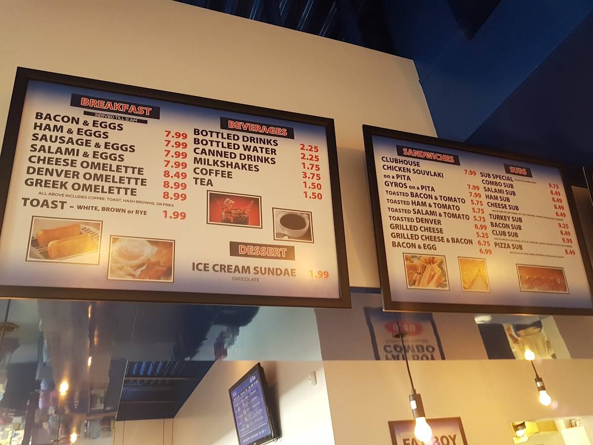 Menu at George's Burgers & Subs restaurant, Winnipeg, Ness Ave