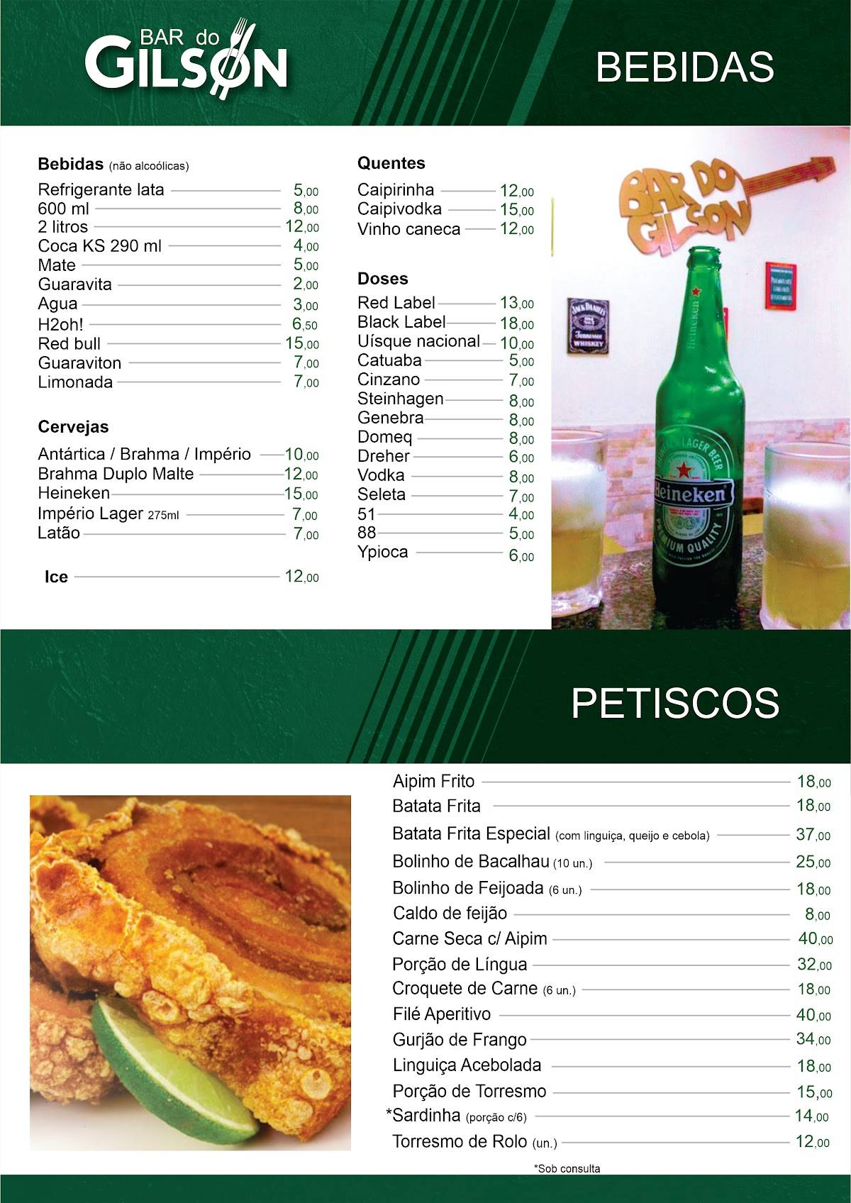 Bar do Gilson cardápio