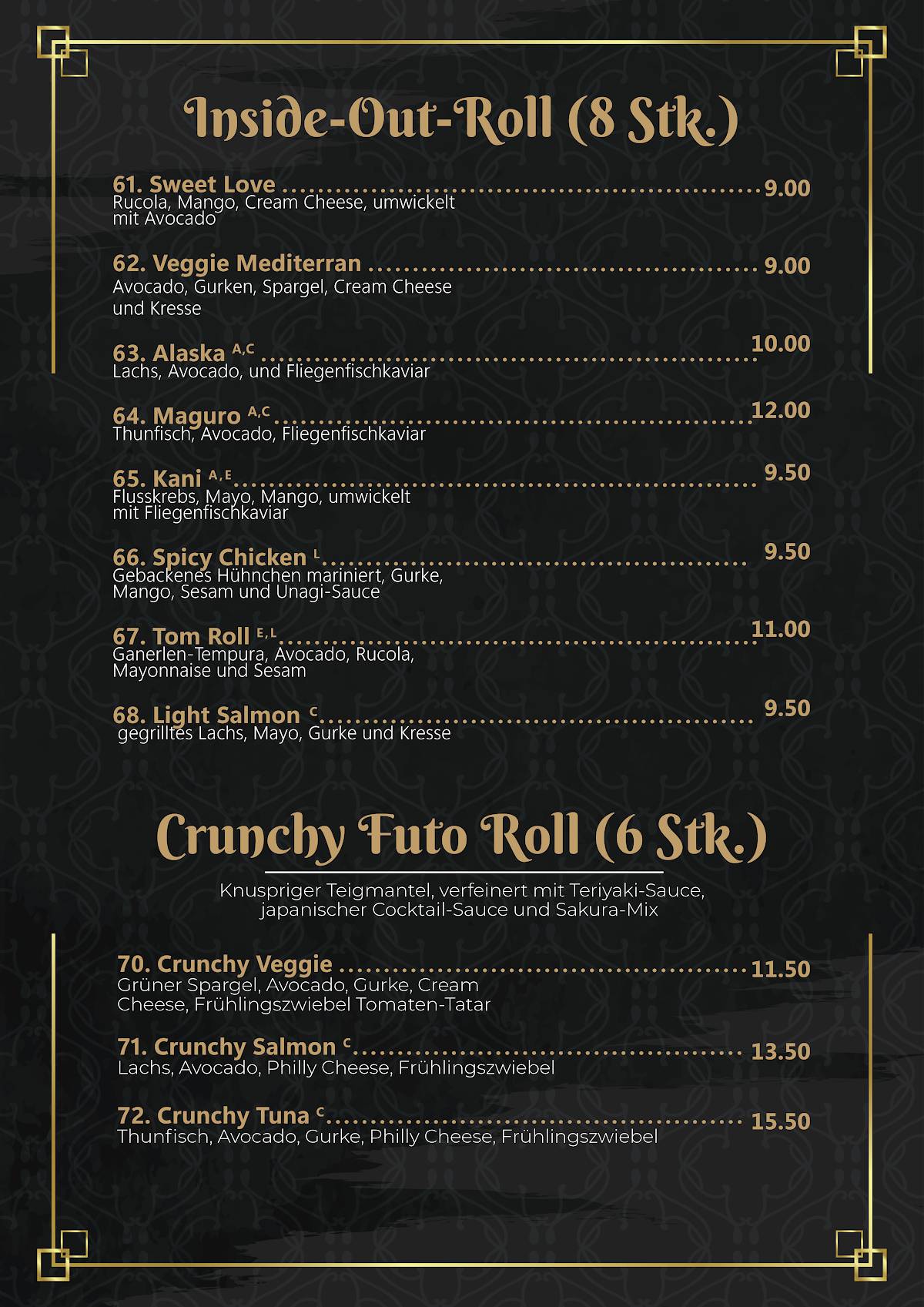 Menu de Gin Sushi & Bar
