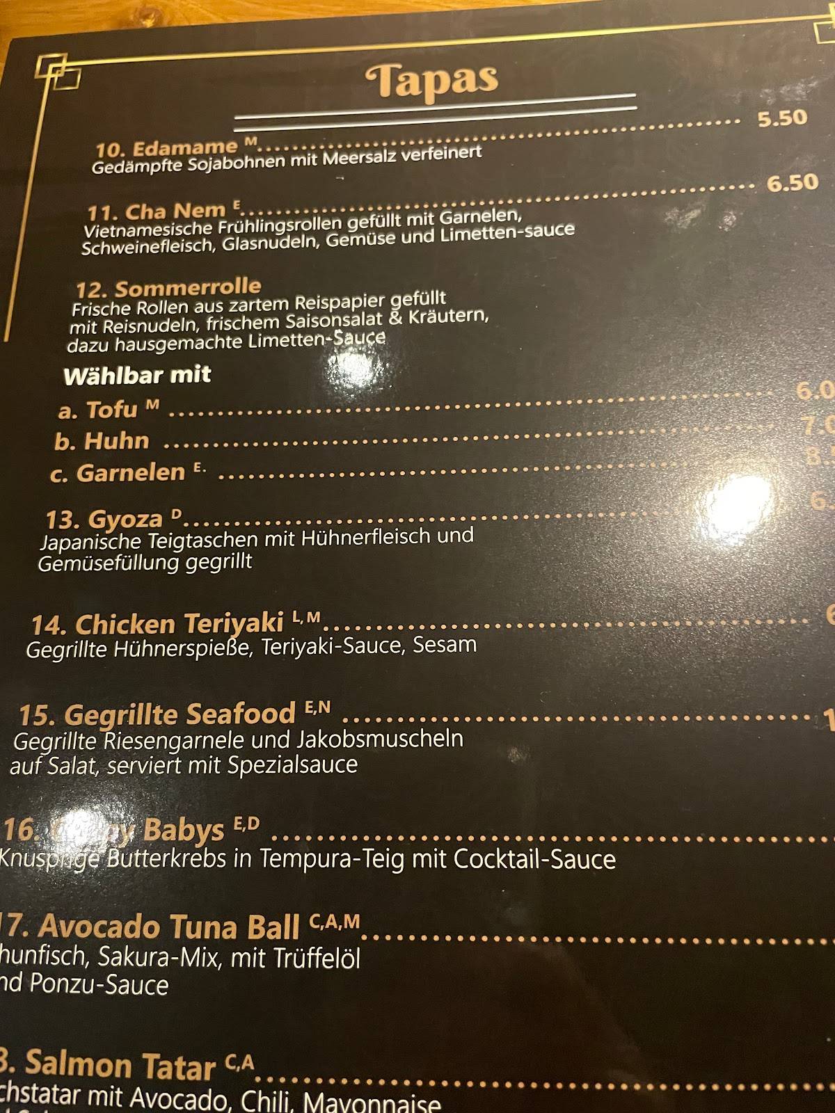 Menu de Gin Sushi & Bar