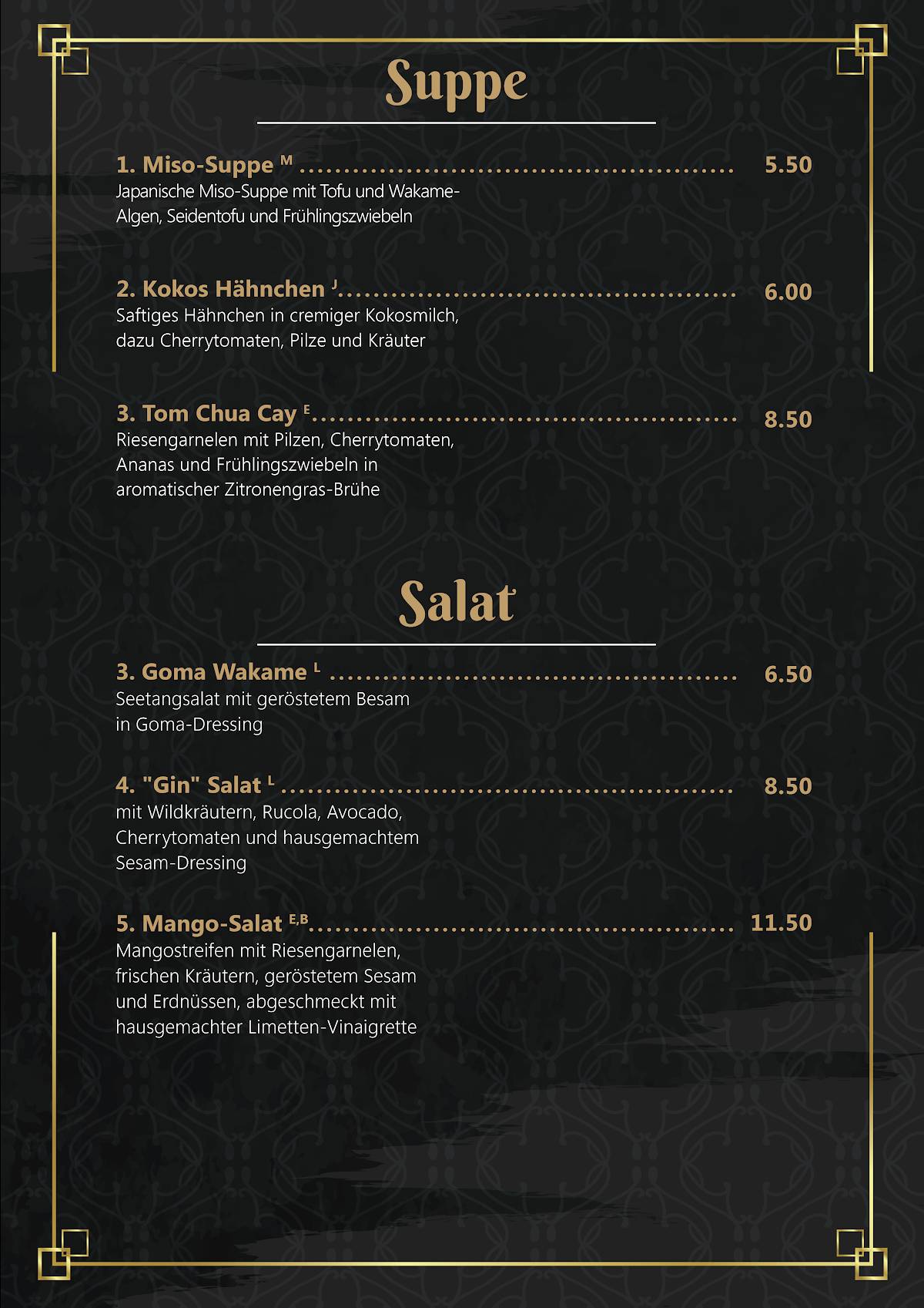 Menu de Gin Sushi & Bar