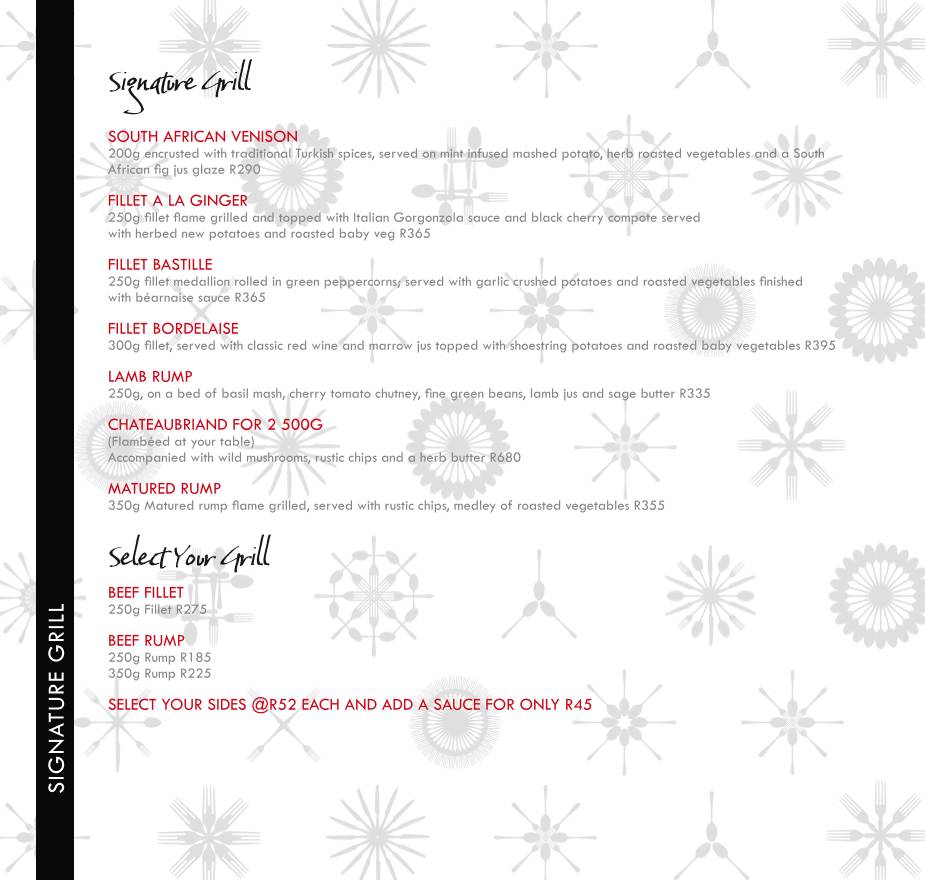 Menu de Ginger The Restaurant