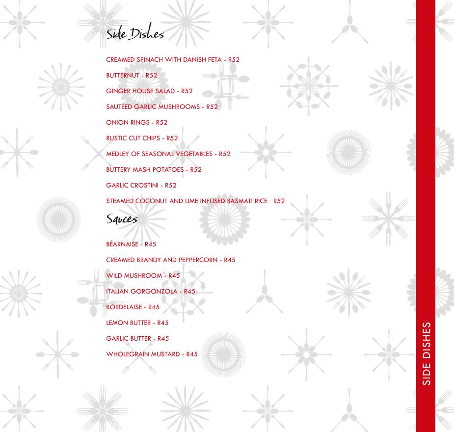 Menu de Ginger The Restaurant