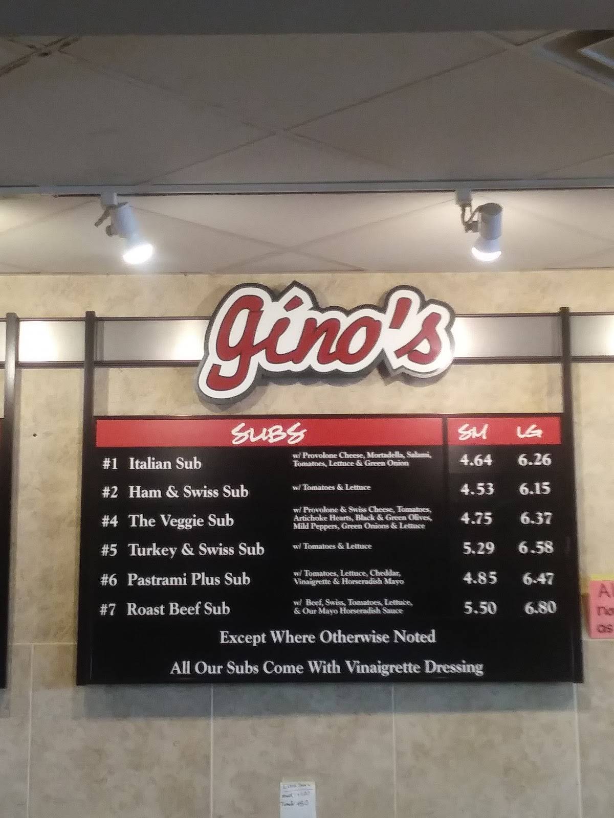 Menu at Gino's Italian Deli restaurant, Madison, Verona Rd