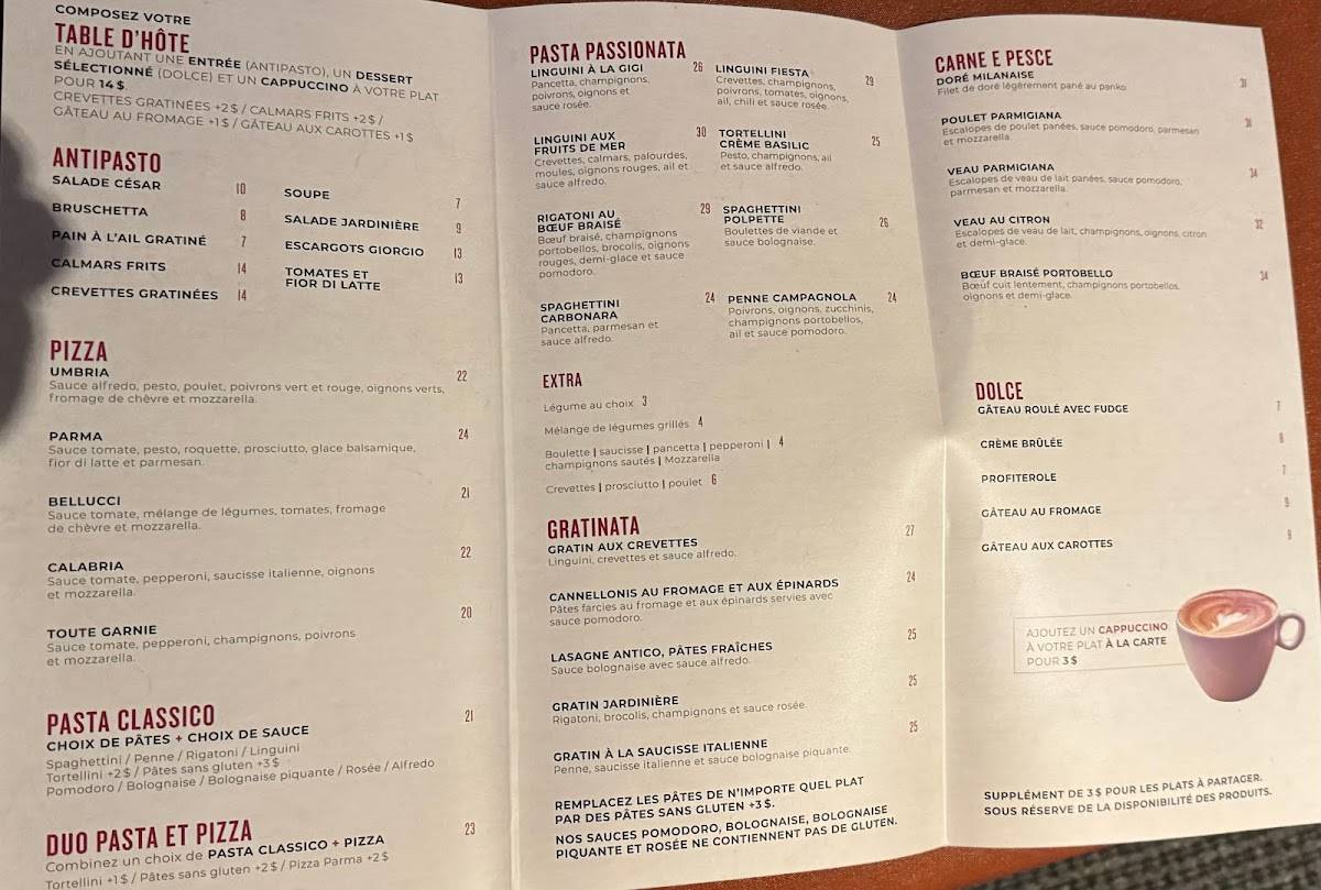 Menu de Giorgio Ristorante