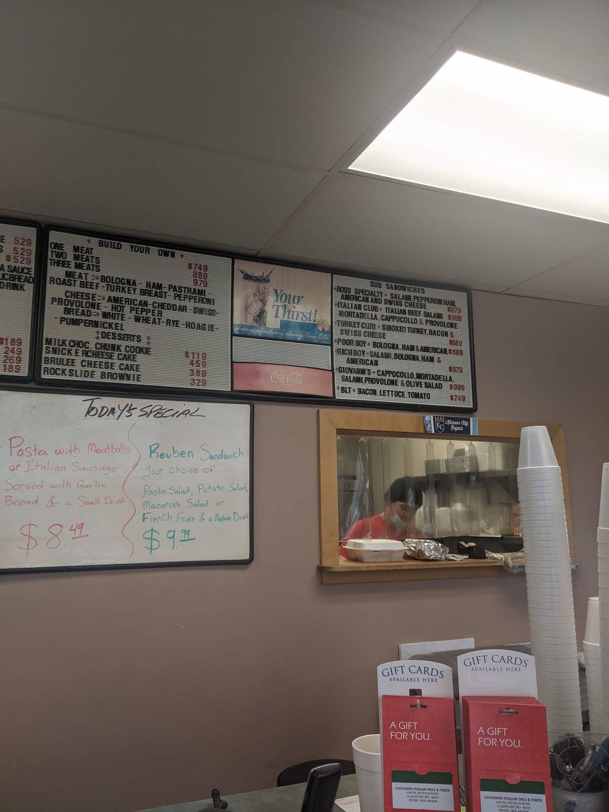 Menu at Giovanni's Italian Deli/Pasta restaurant, Gladstone