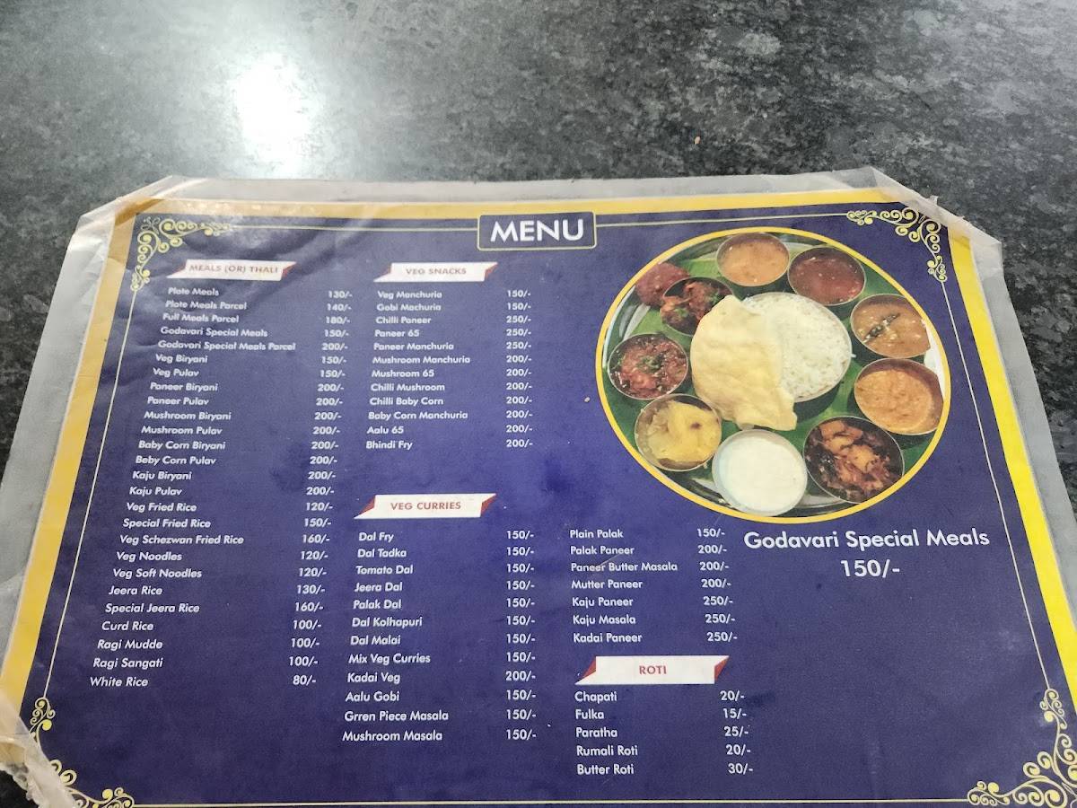 Godavari Ruchulu menu
