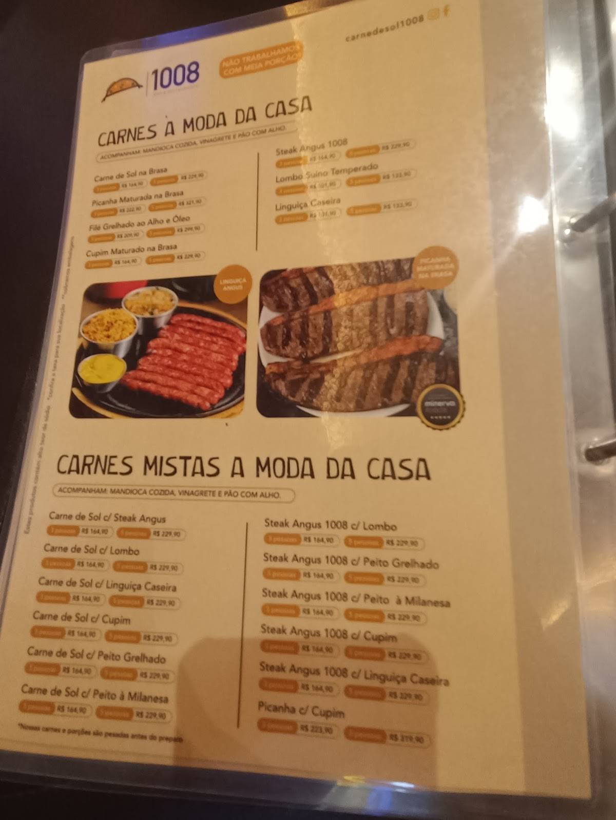 Carne de Sol 1008 cardápio