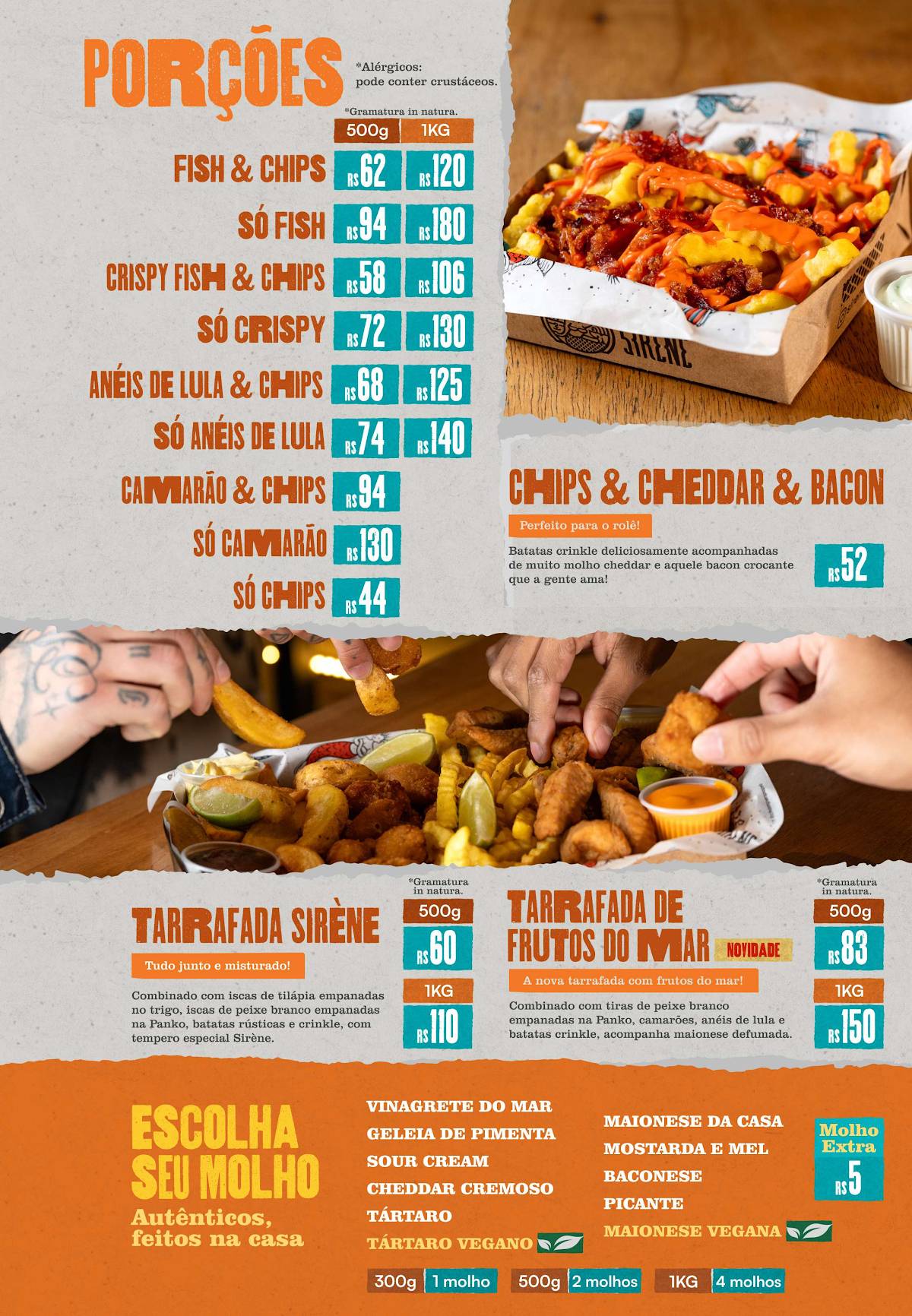 Sirène Fish & Chips - Setor Sul - Bar cardápio