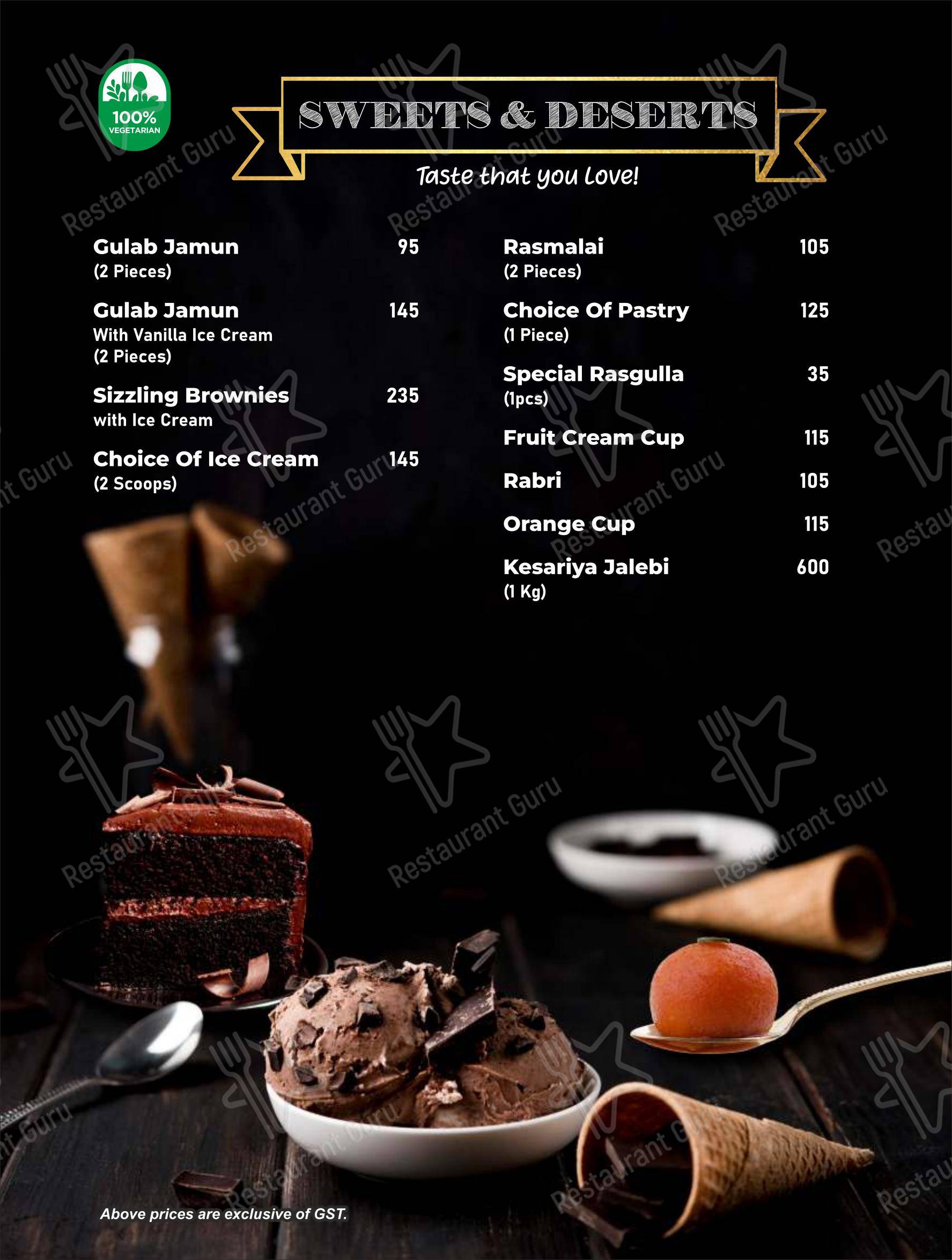 Gokul Sweets, Bakery and Restaurant - Menu