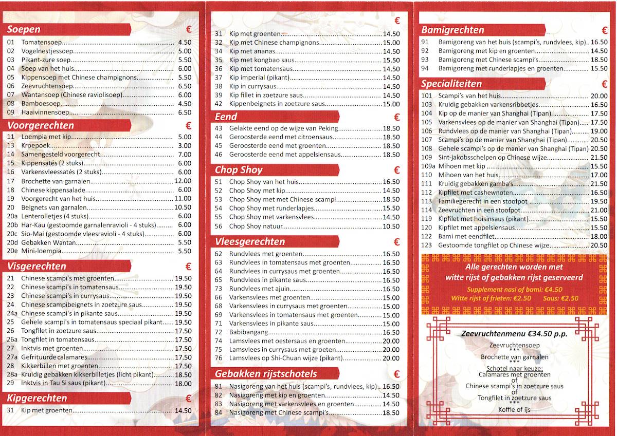 Menu de Golden River (Boutersem)