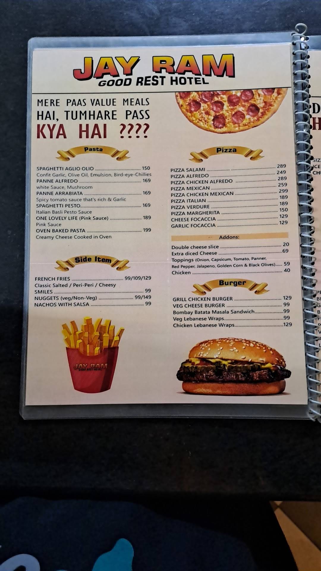Good Rest Hotel menu