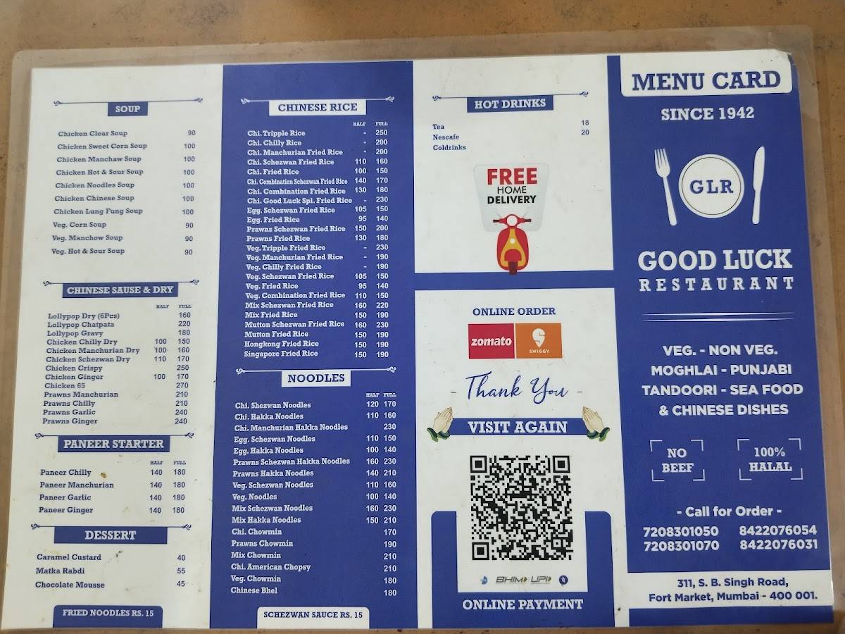 Good luck restaurant menu
