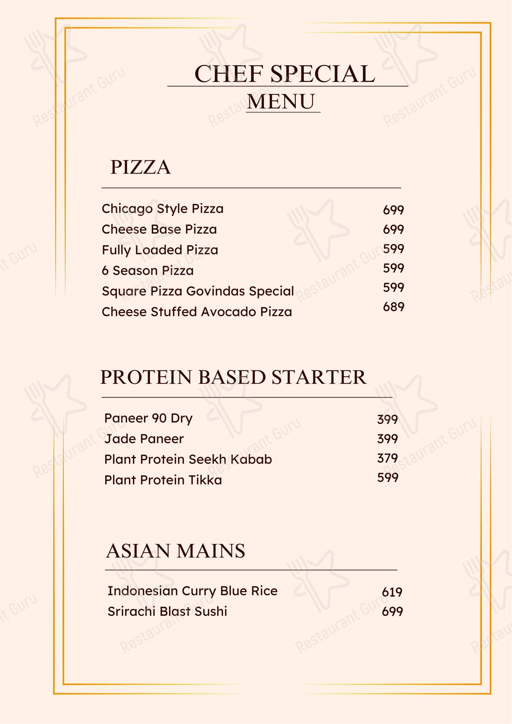 Govindas International- The Higher Taste - Menu