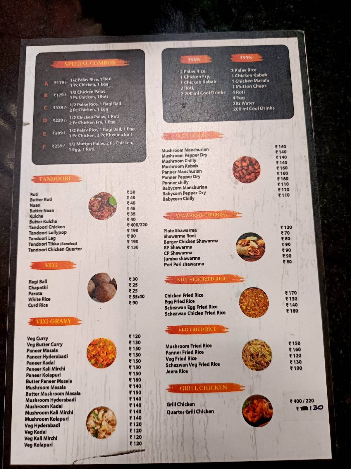 Gowdru Mess menu