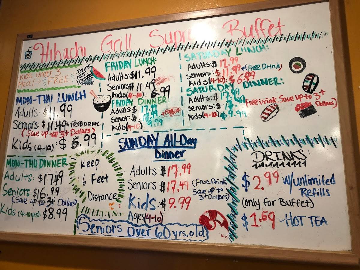 Menu at Hibachi Grill & Supreme Buffet restaurant, Grand Rapids