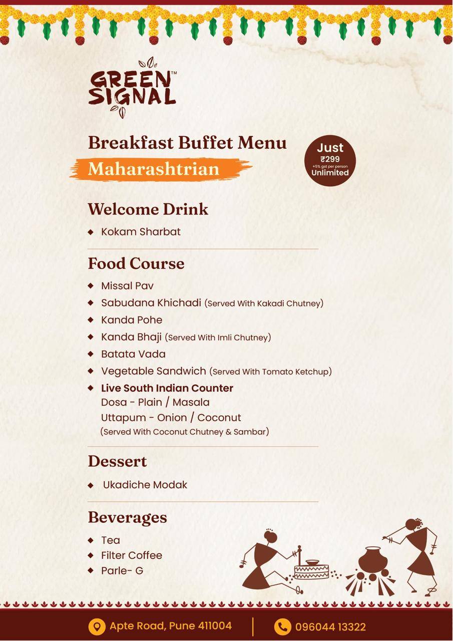 Green Signal Veg menu