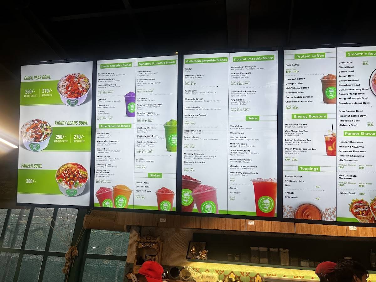 GreenBelly Smoothies menu