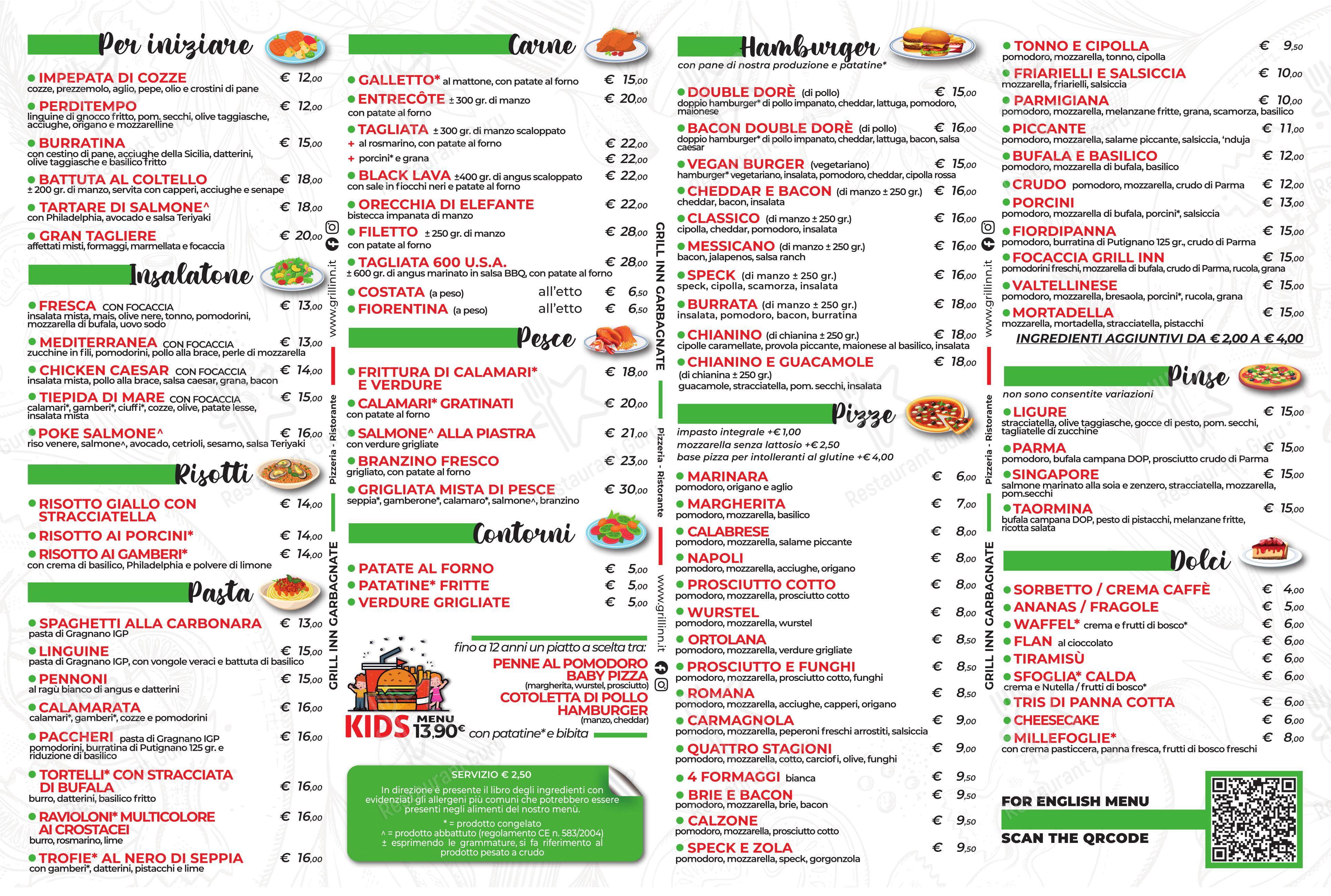 Grill Inn in Garbagnate Milanese - Menu