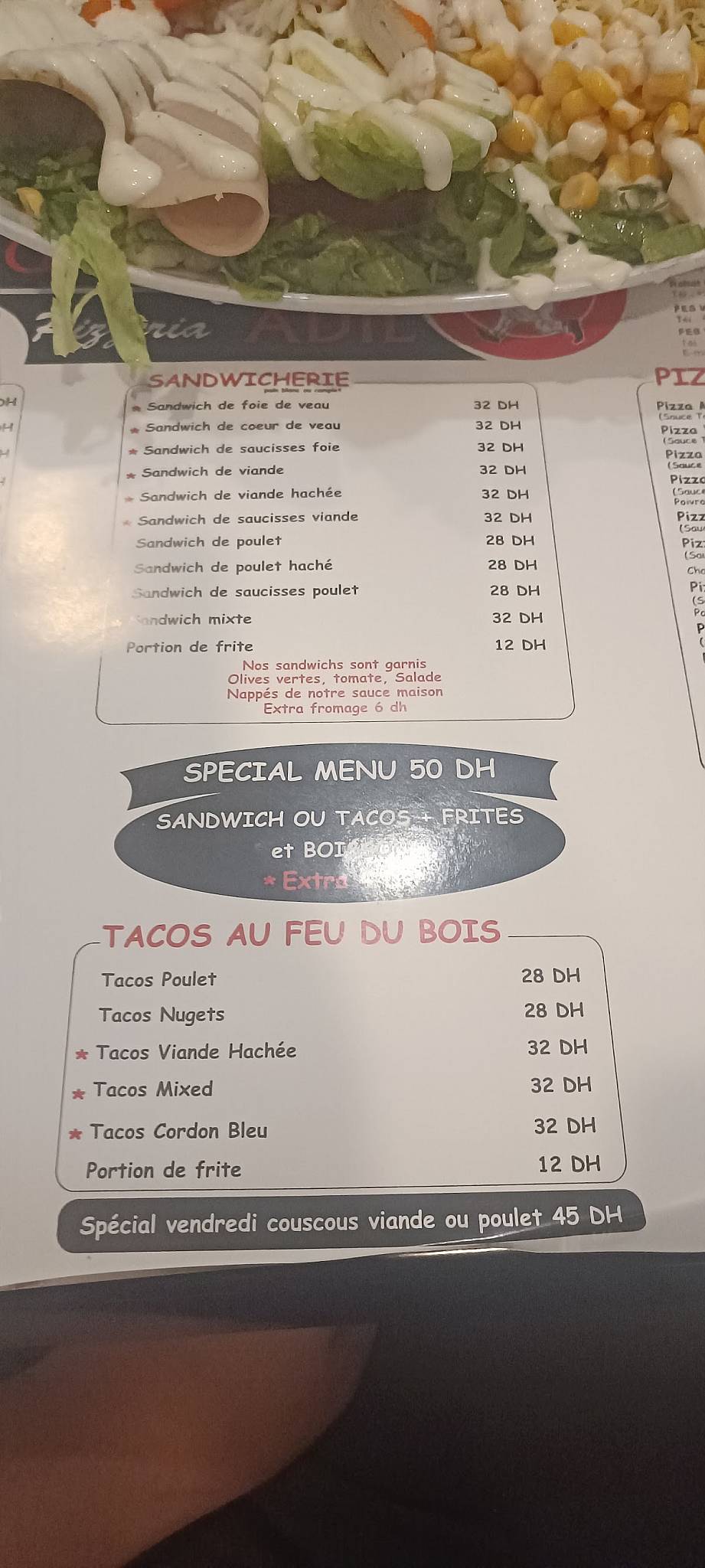 Menu de Grillade Adil