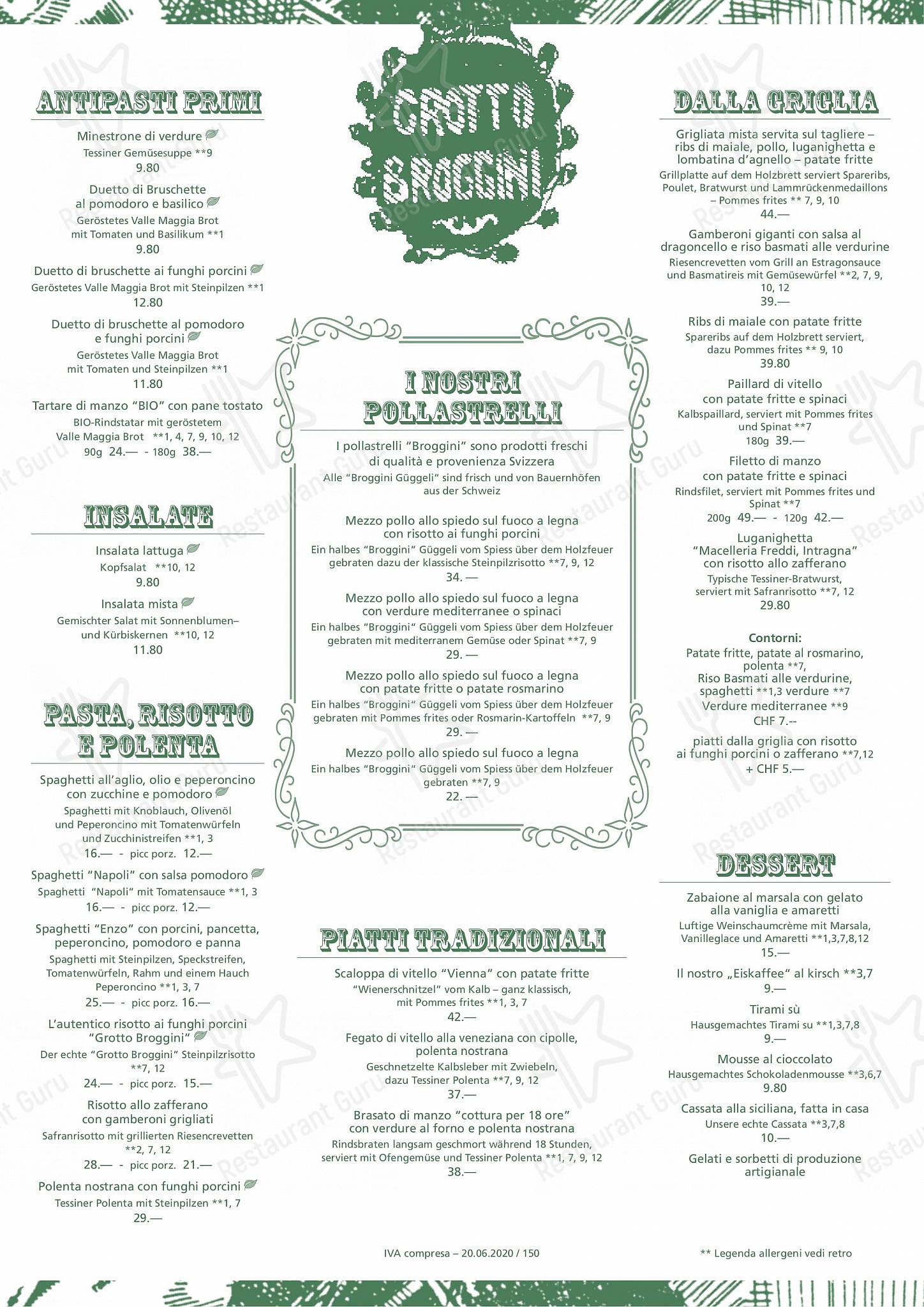 Menu di Ristorante Grotto Broggini - Wine Menu