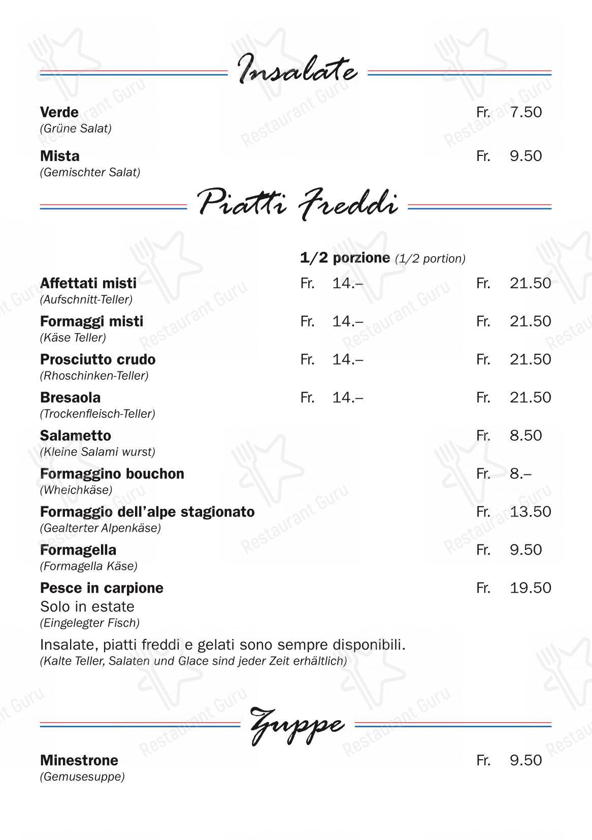 Menu di Grotto Raffael - 菜单