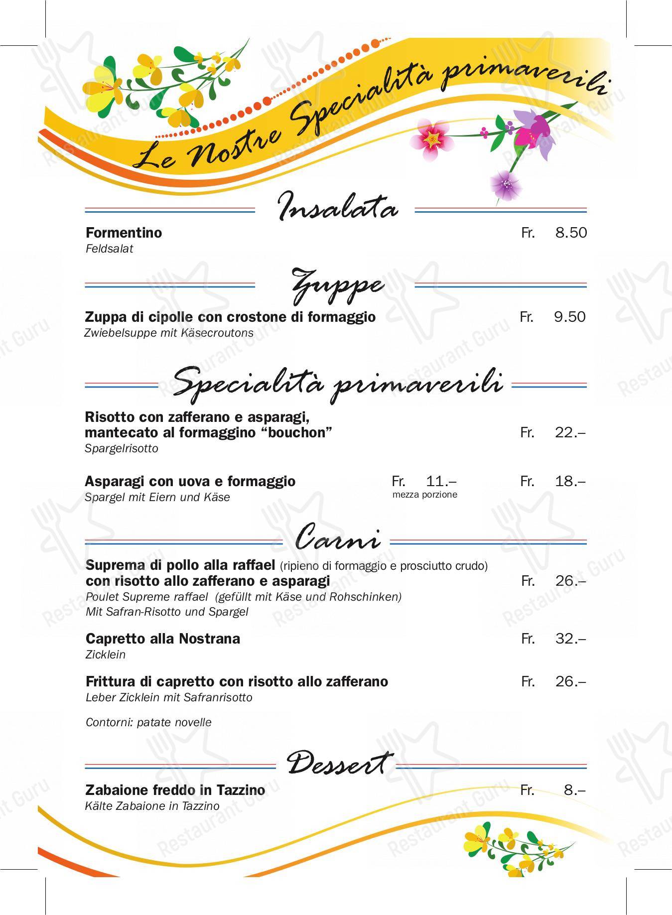 Grotto Raffael in Losone - At Home Catering Menu