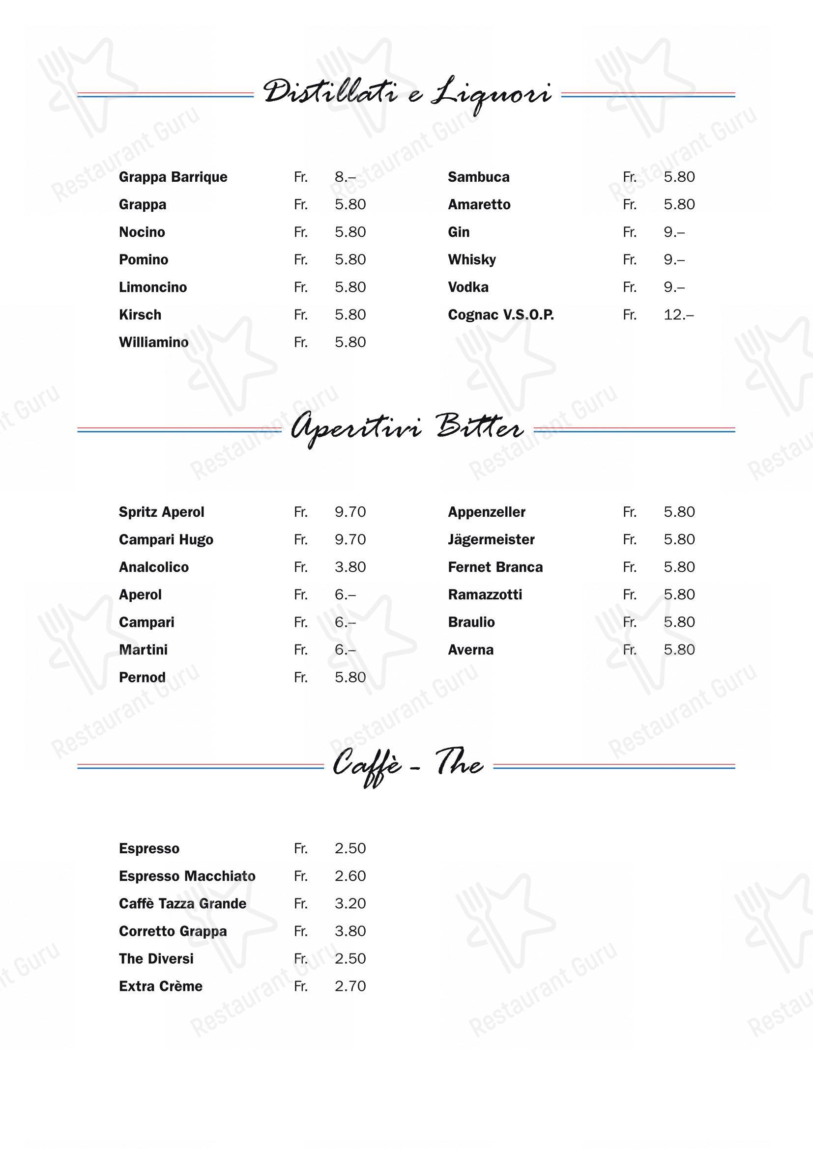 Grotto Raffael in Losone - Menu bar