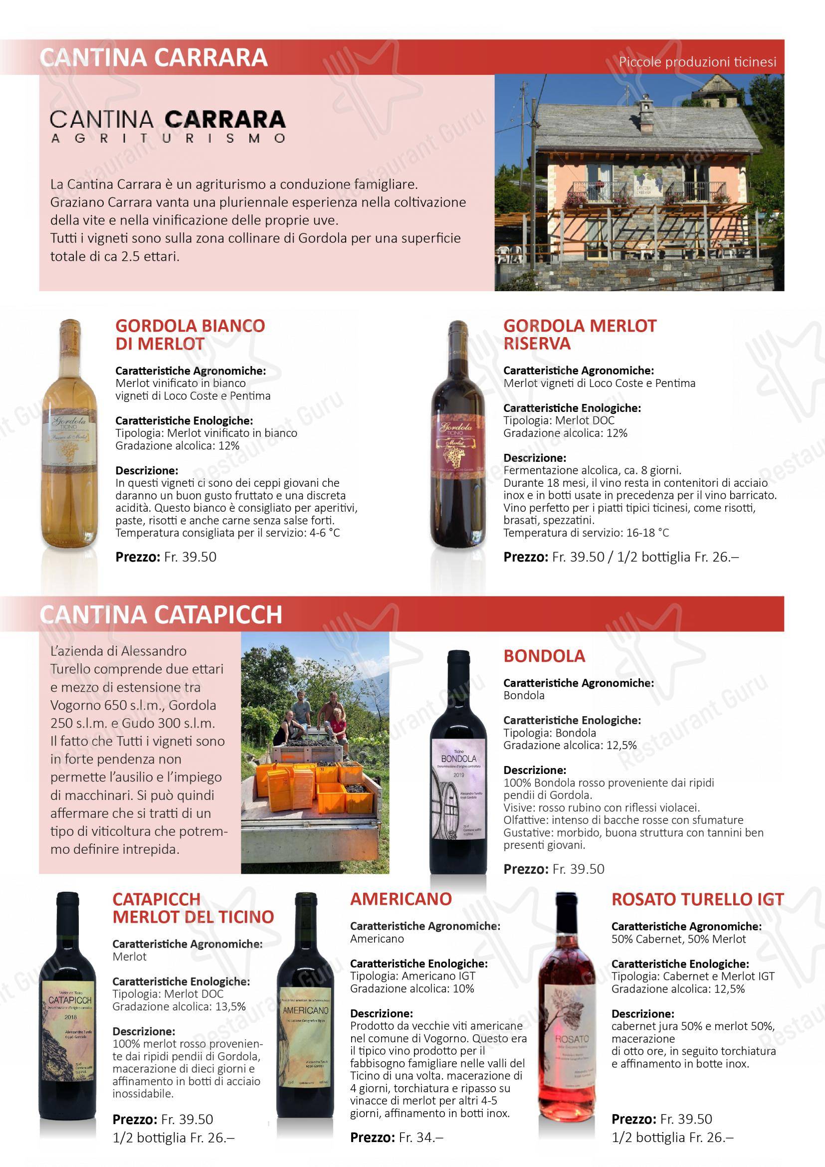 Коктейльная карта per Grotto Raffael in Losone