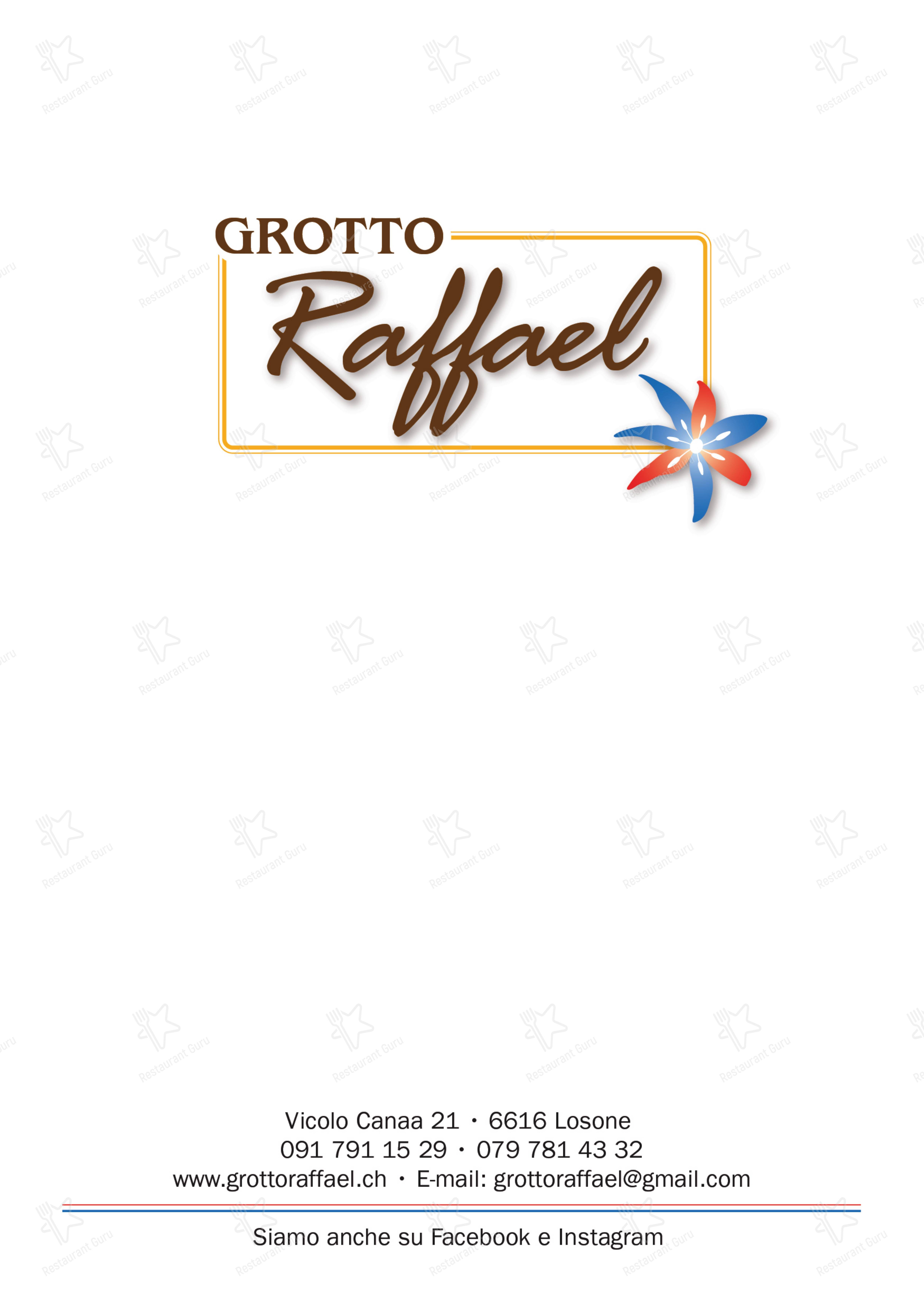 Menu di Grotto Raffael - Ночное меню