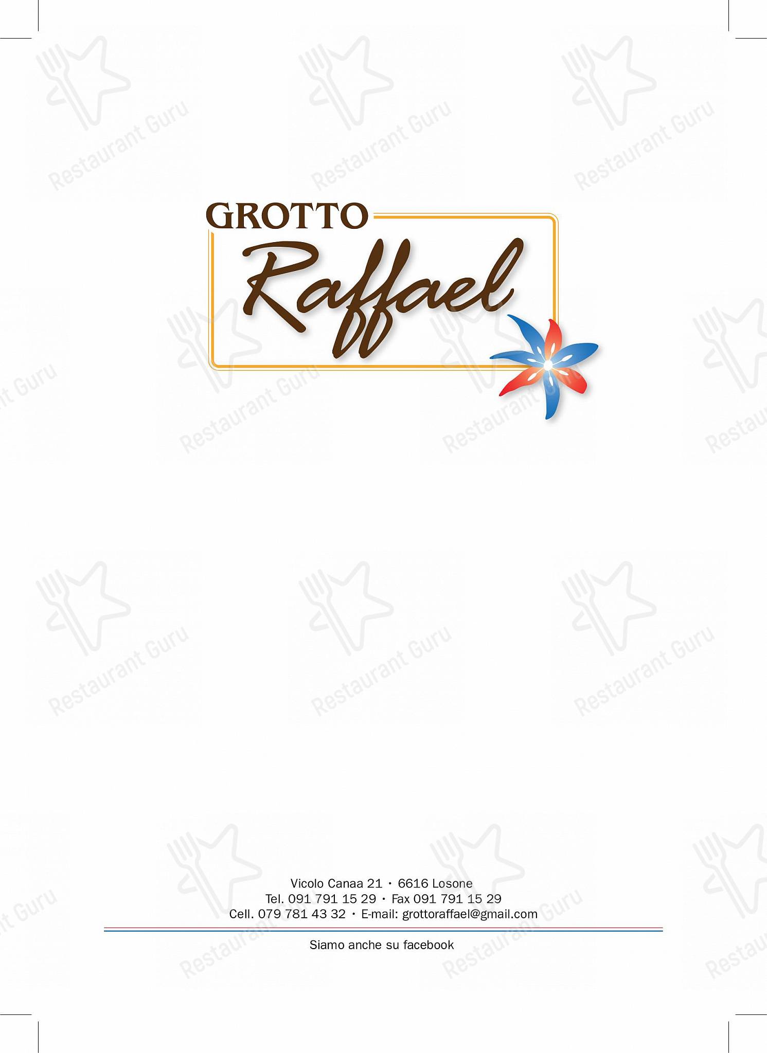 Menu di Grotto Raffael - At Home Catering Menu