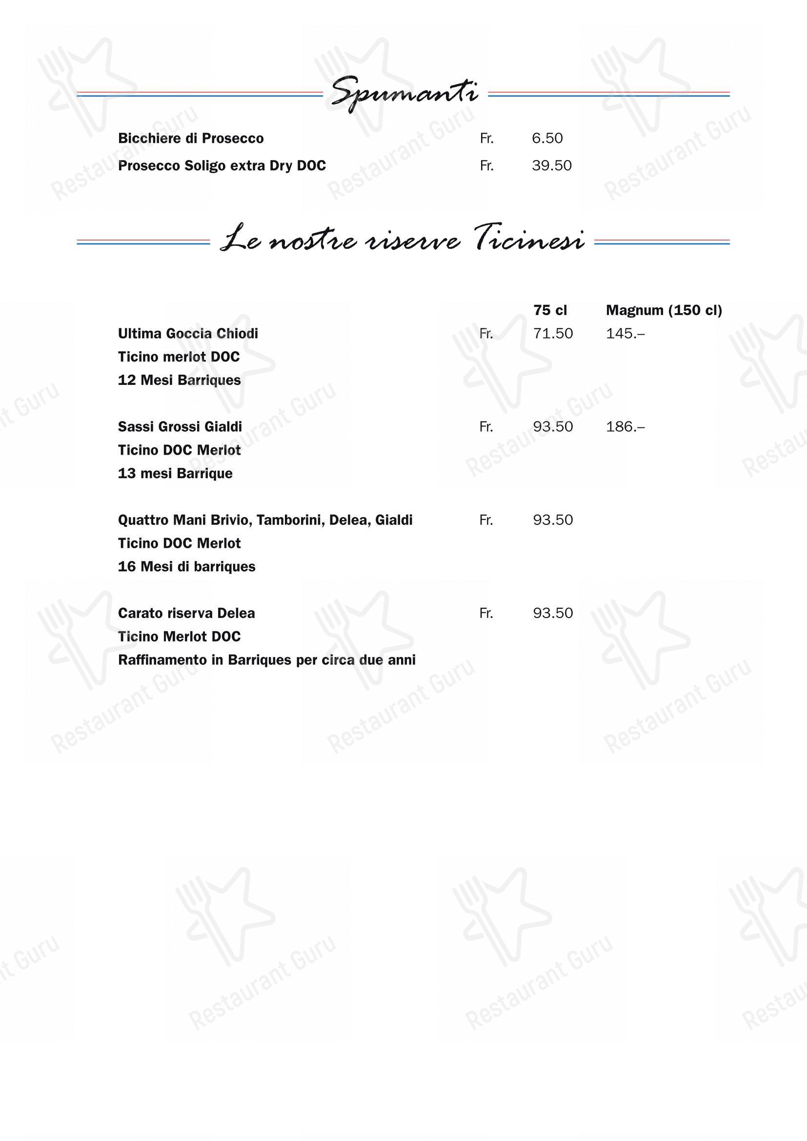 Menu di Grotto Raffael - Menu bar