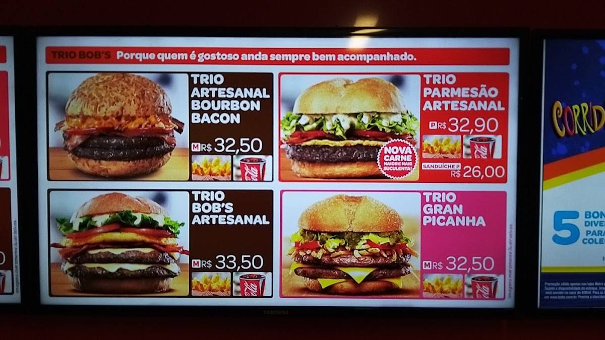 Bob's Burger - Aeroporto Guarulhos T3 Mezanino cardápio