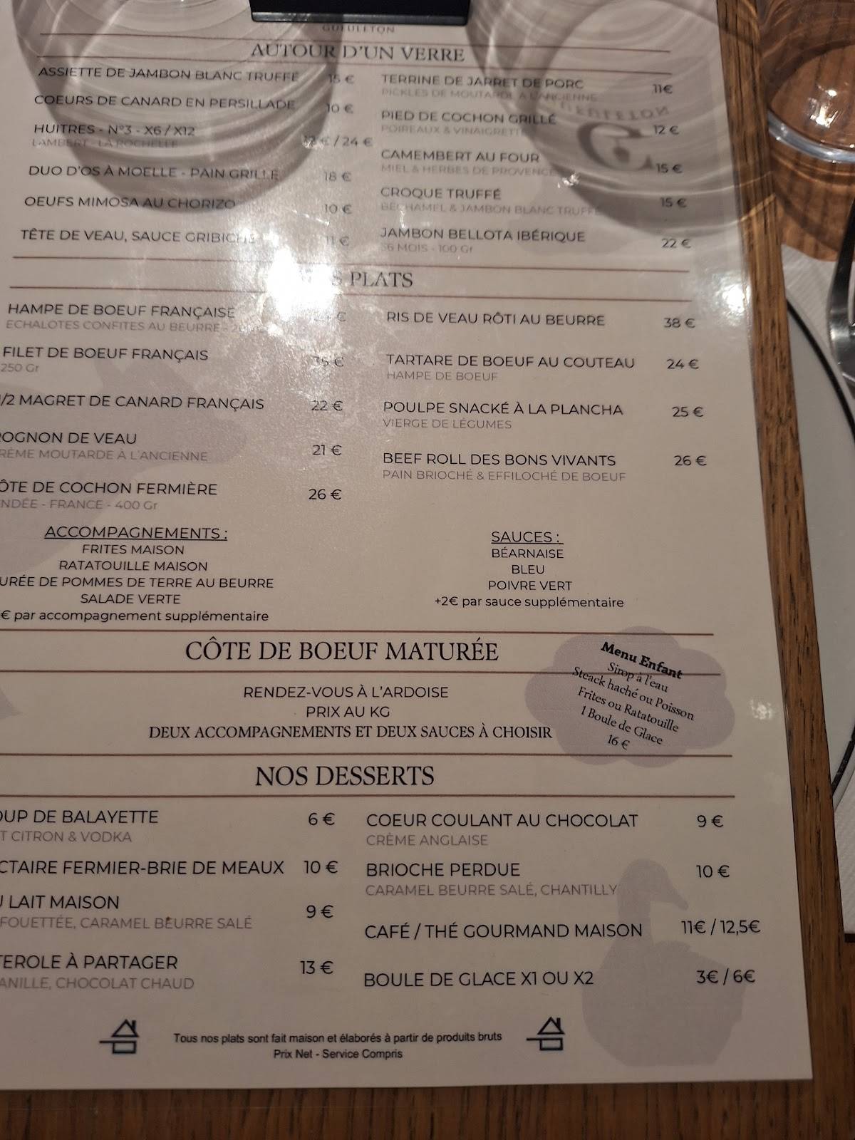 Menu de Gueuleton - La Rochelle