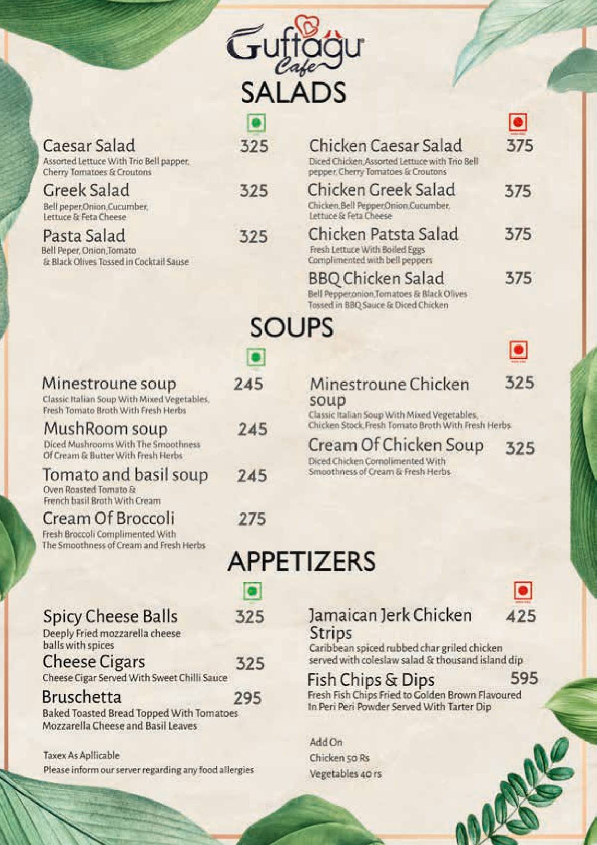 Guftagu Cafe menu