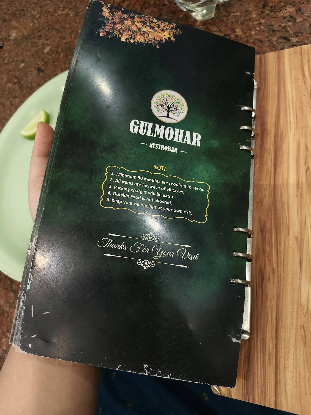 Gulmohar Restaurant menu