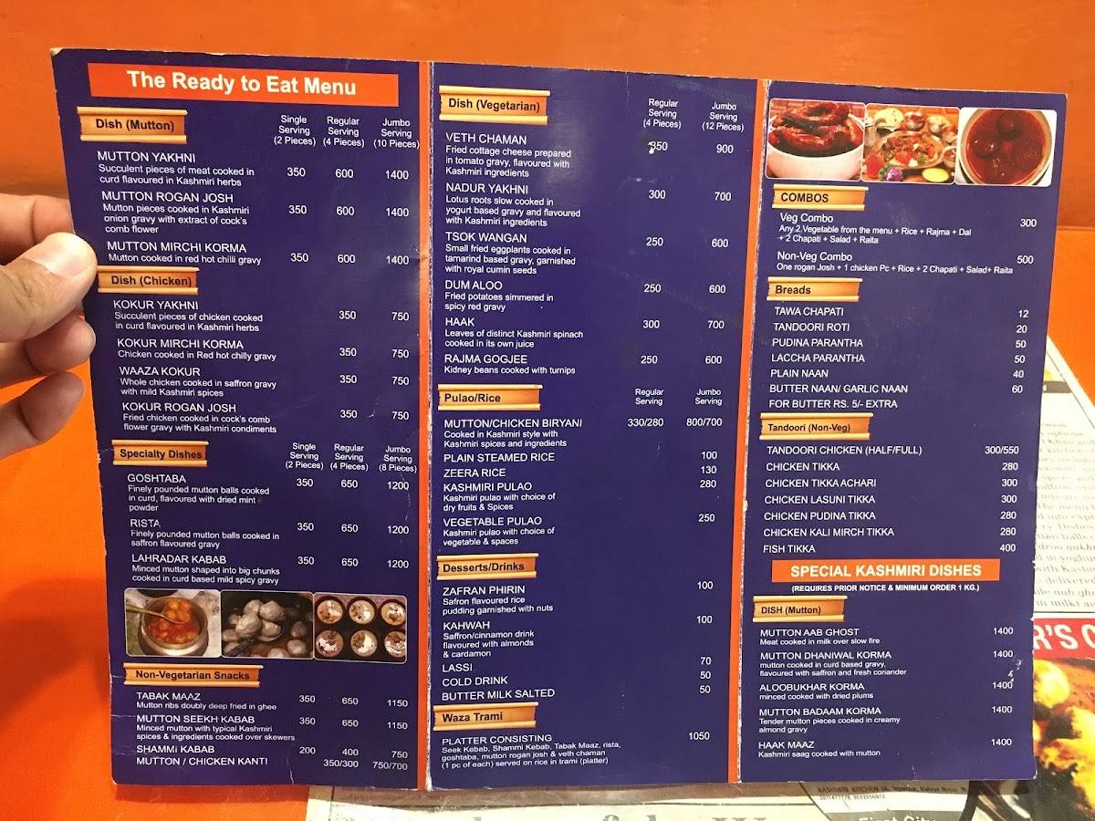 Kashmiri Kitchen menu