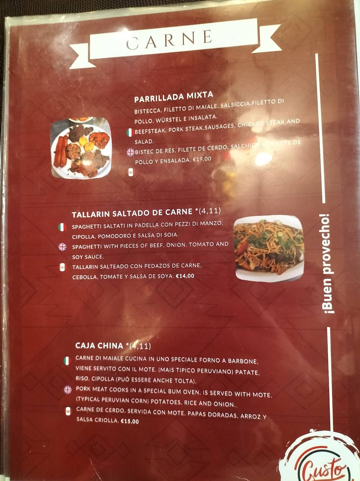 Menu di Gusto Perú 