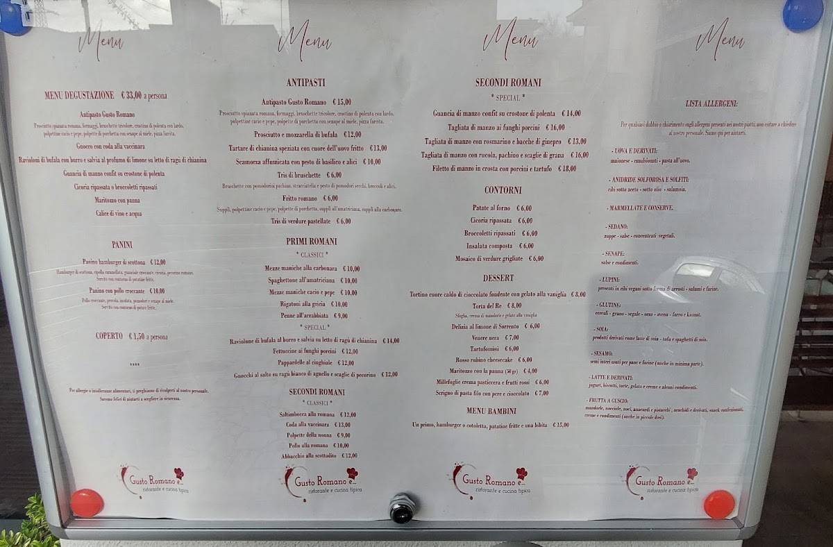 Menu di Gusto Romano e non solo srl 