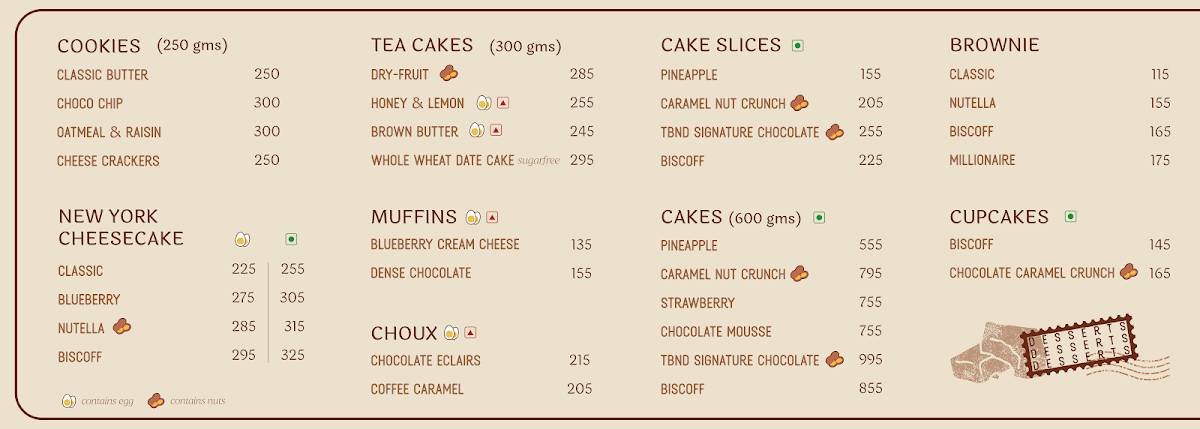 The Bakery Next Door menu