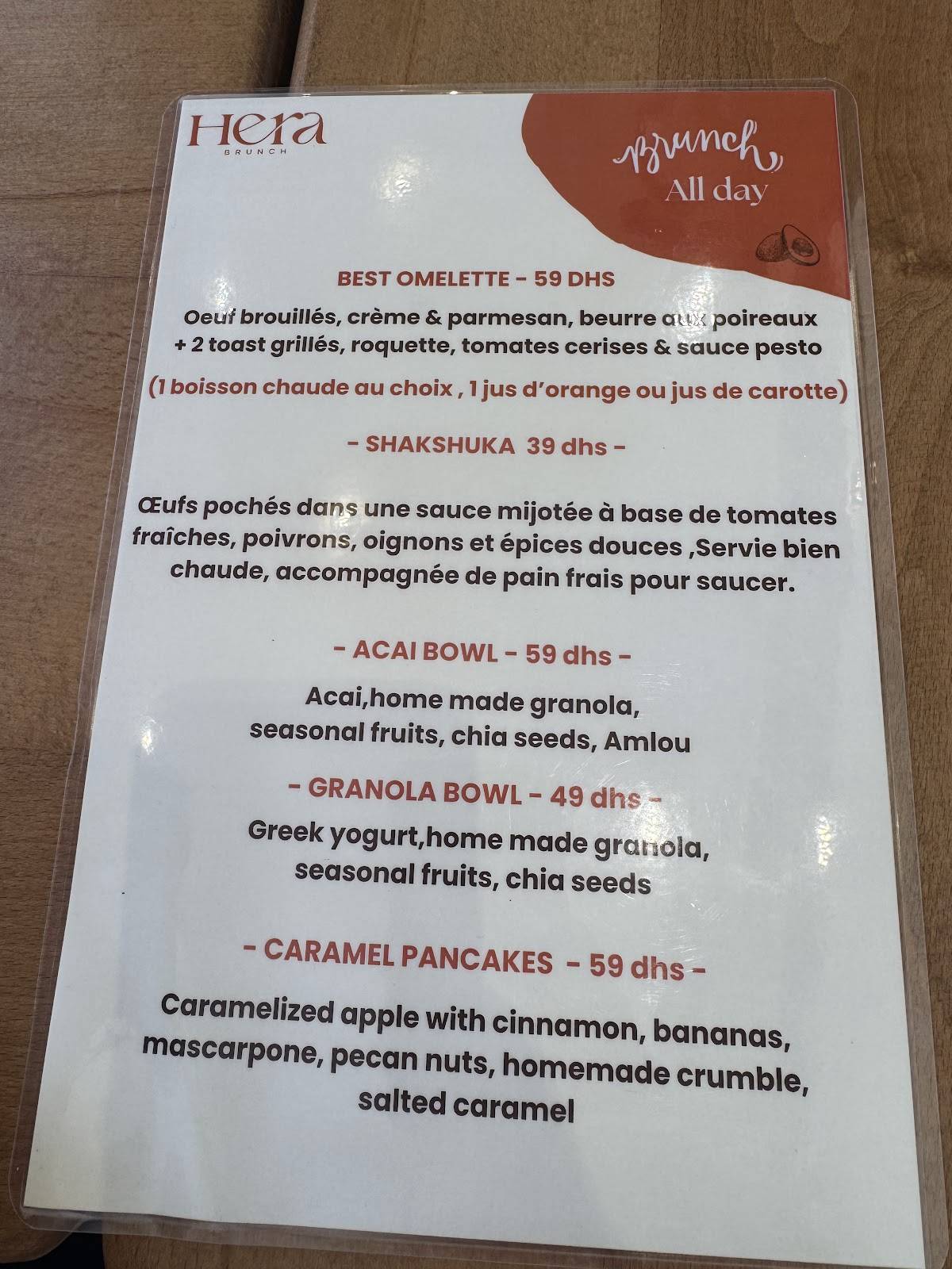 Menu de Hera Brunch