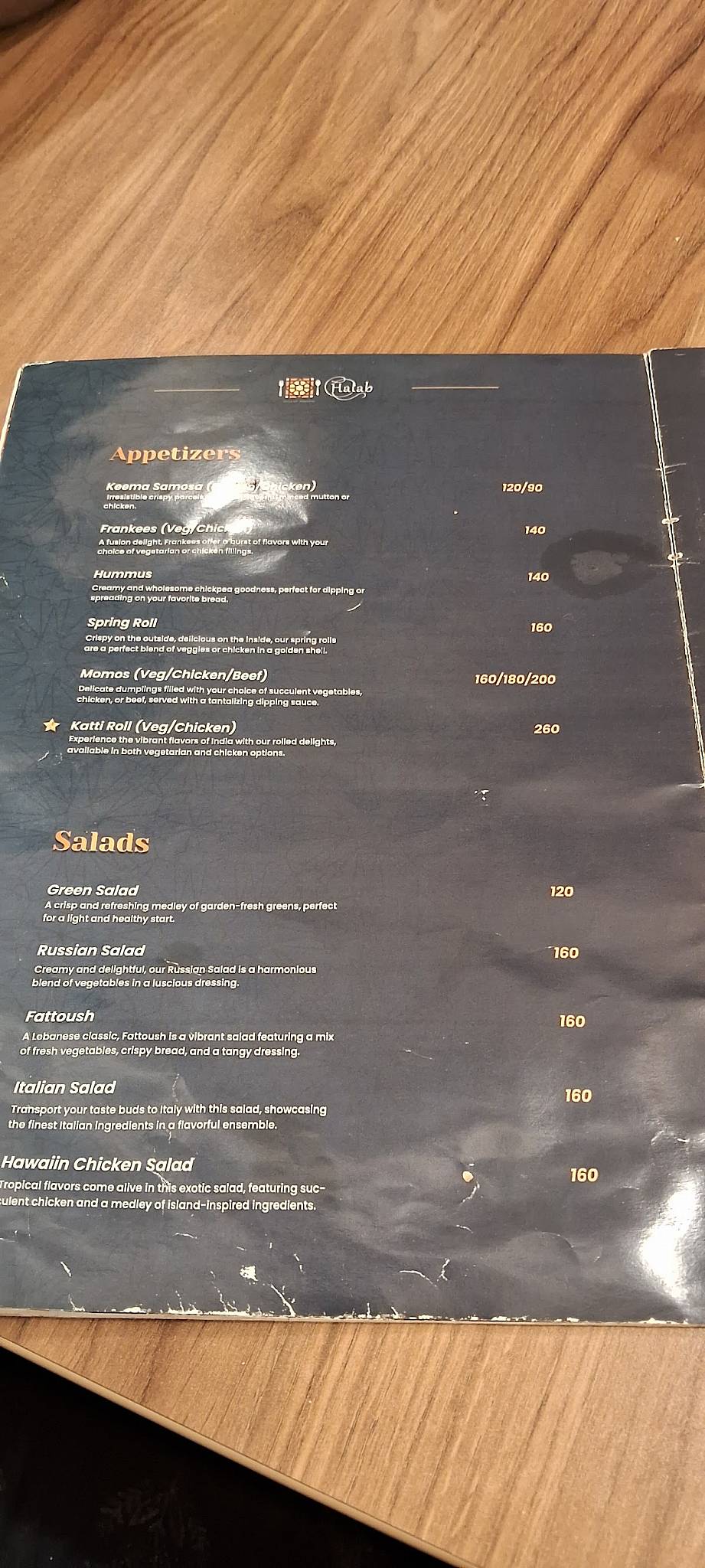 Halab Restaurant menu